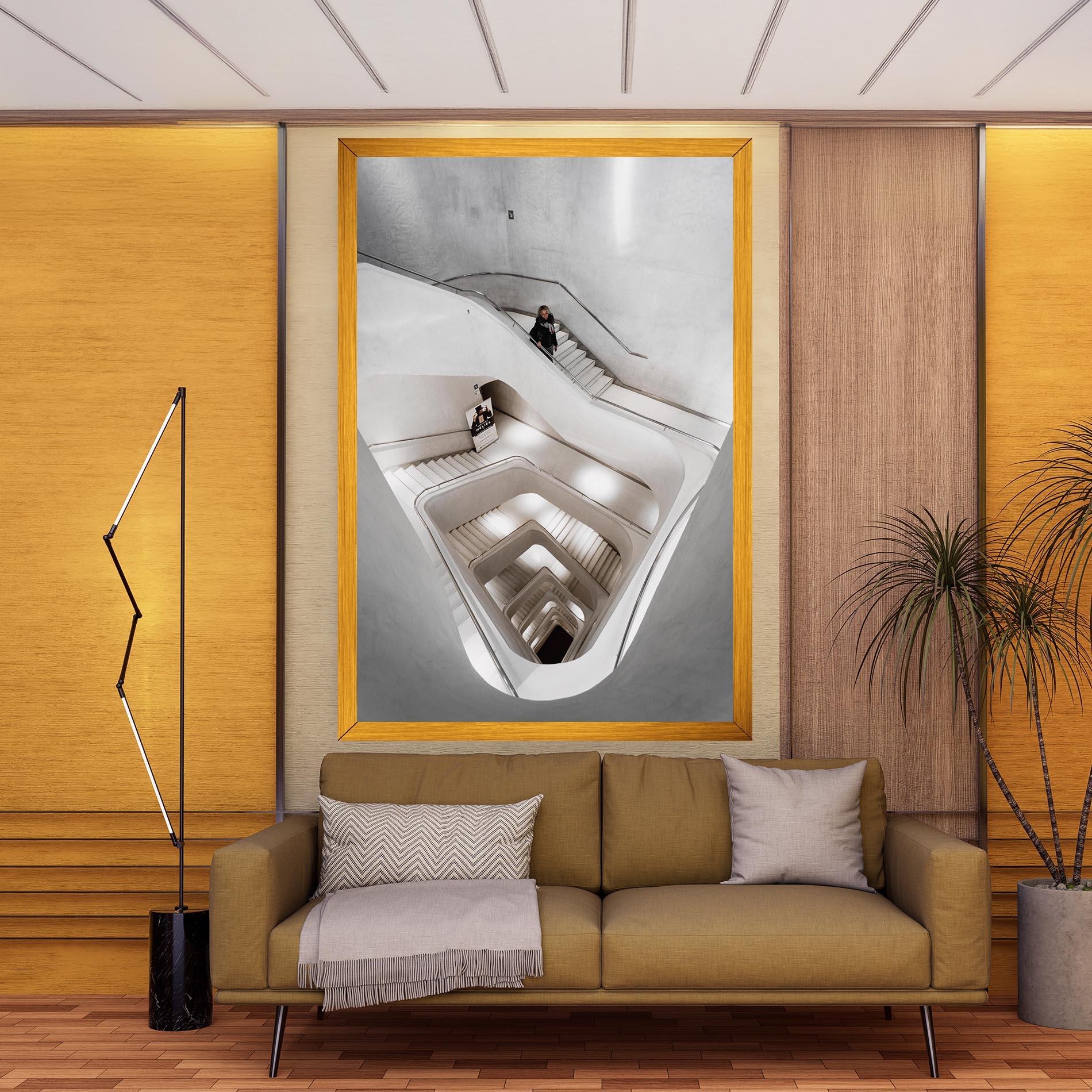 Tablou Canvas White Stairs Spiral mockup 9