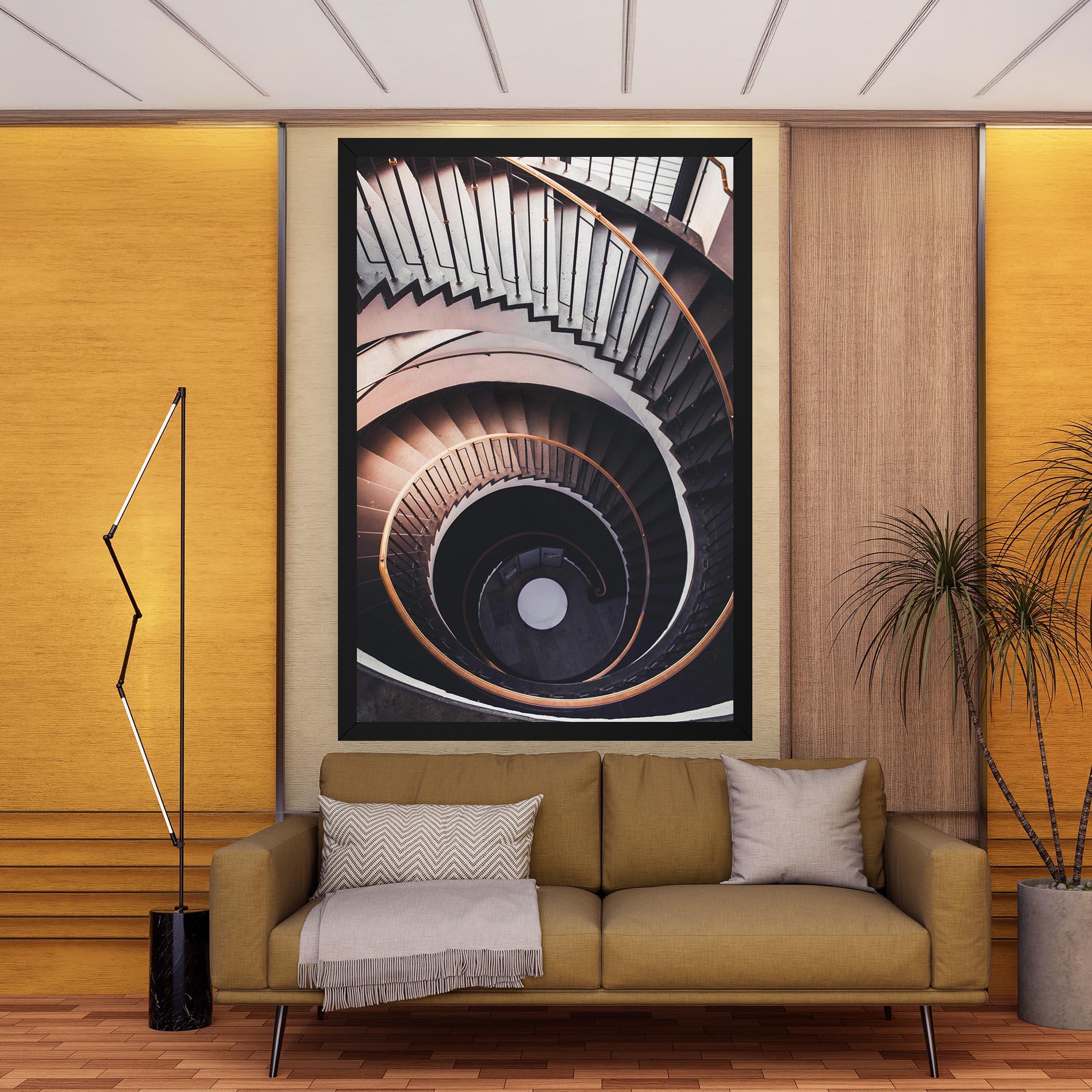 Tablou Canvas Grey Stairs Spiral mockup 9