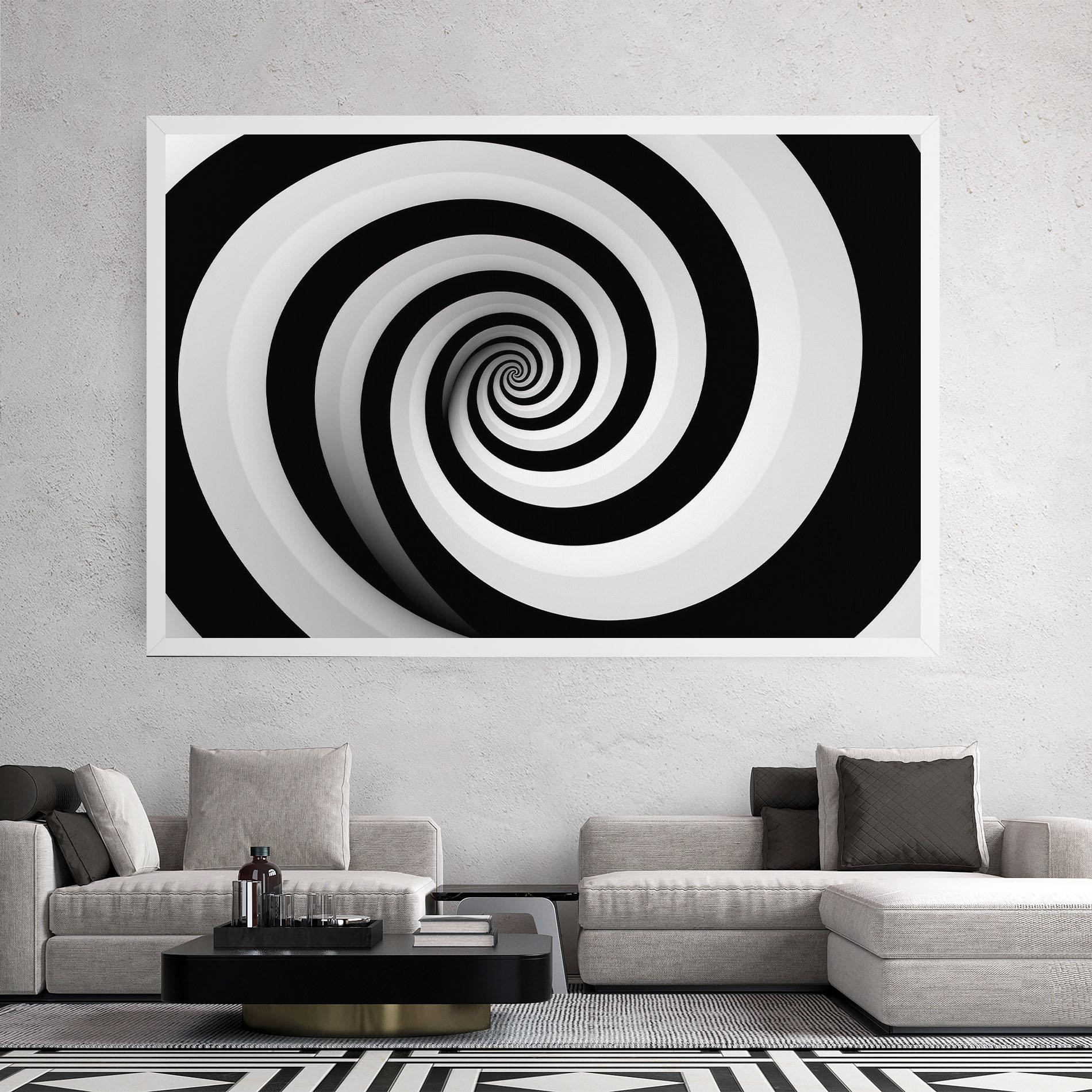 Tablou Canvas Black White Spiral mockup 2
