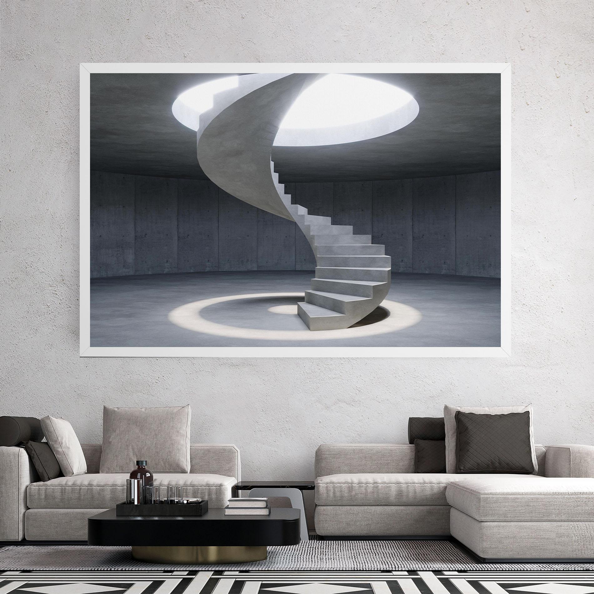 Tablou Canvas Spiral White Staircase mockup 2