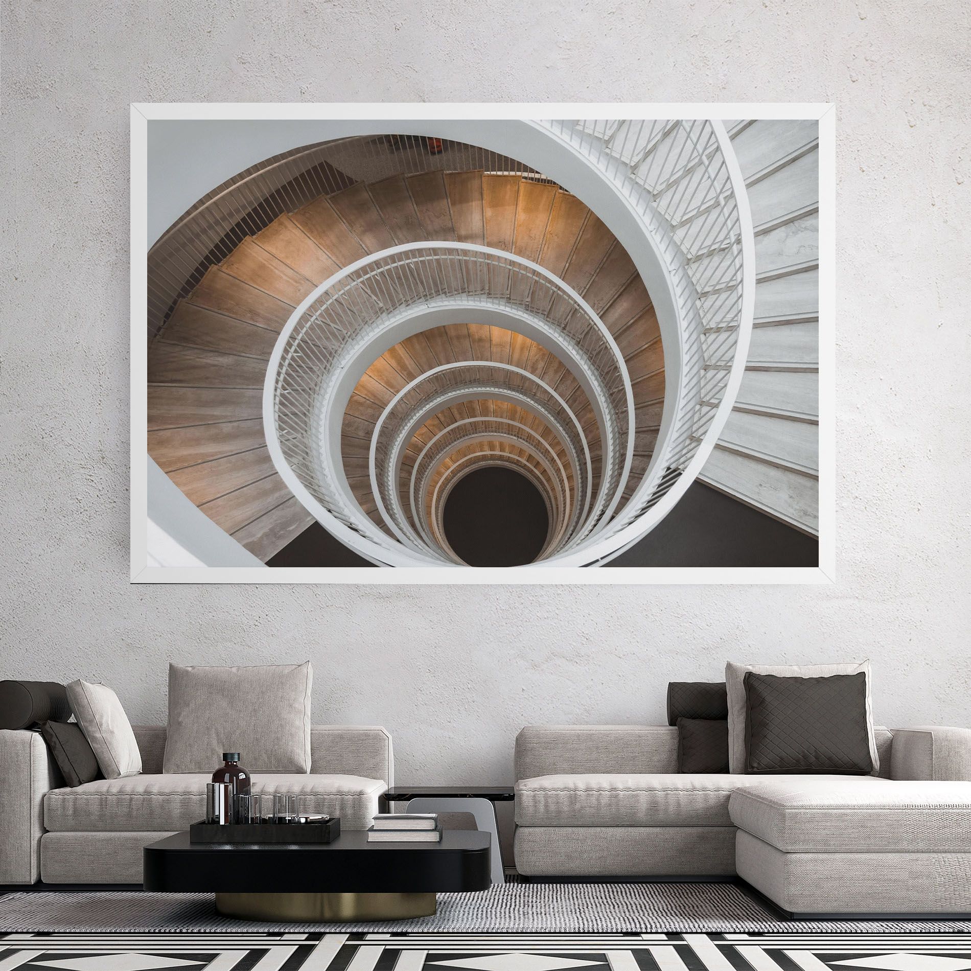 White Spiral Stairs mockup 2