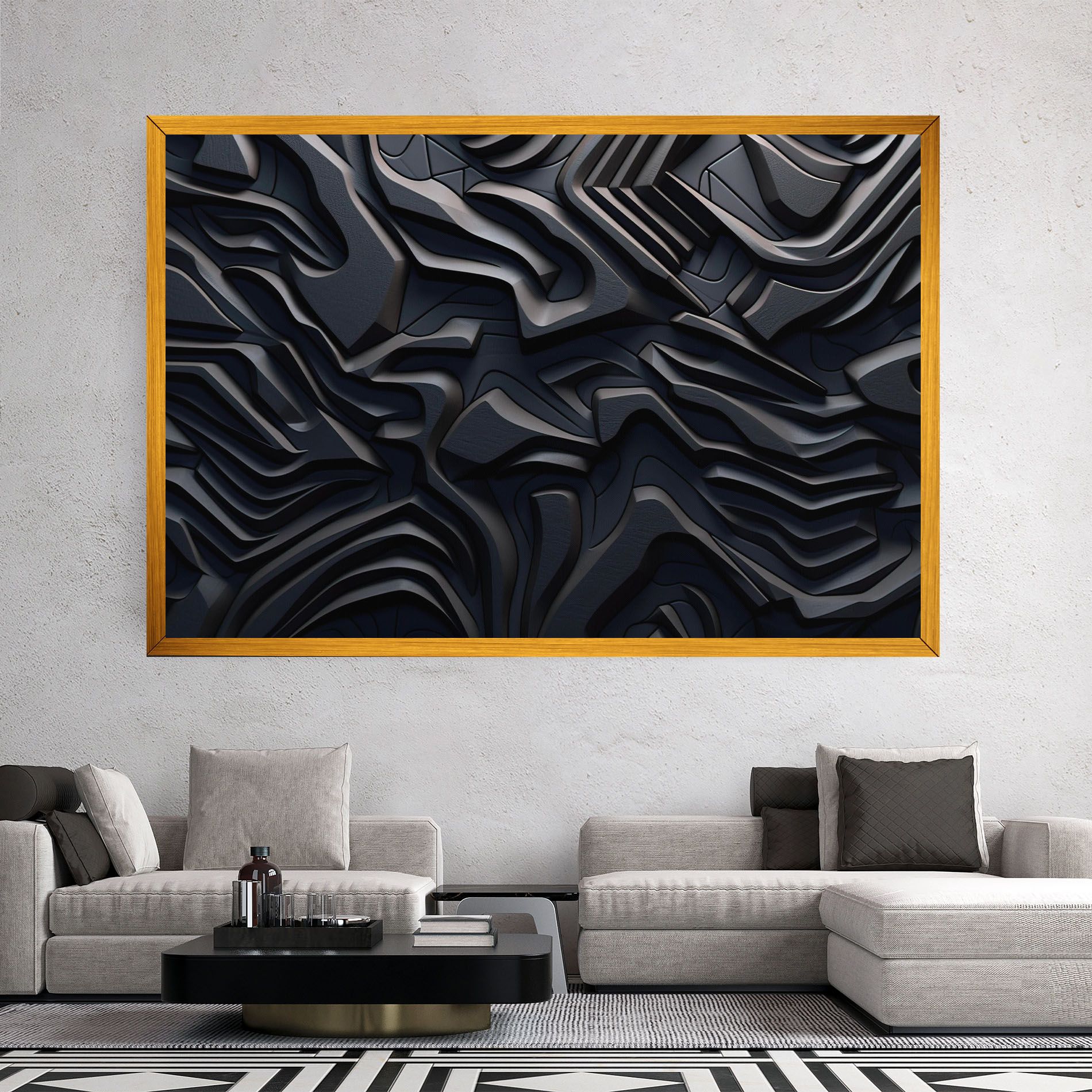 Black 3d Lines mockup 2
