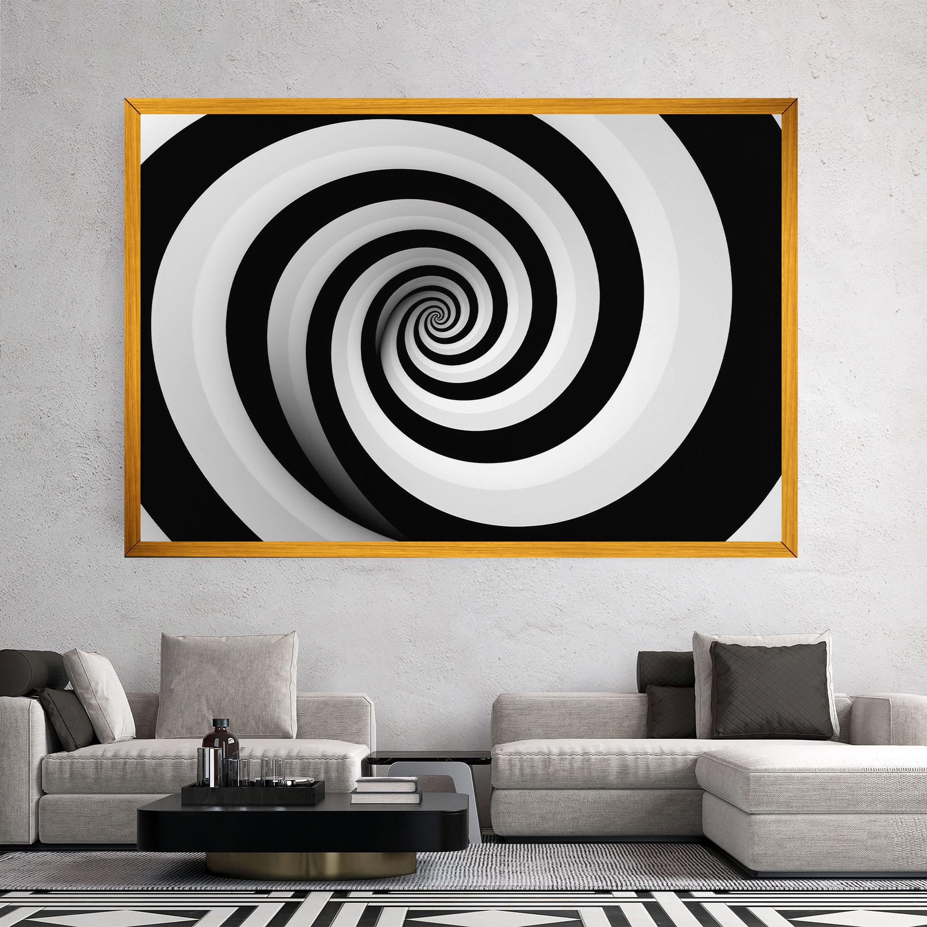 Tablou Canvas Black White Spiral mockup 2