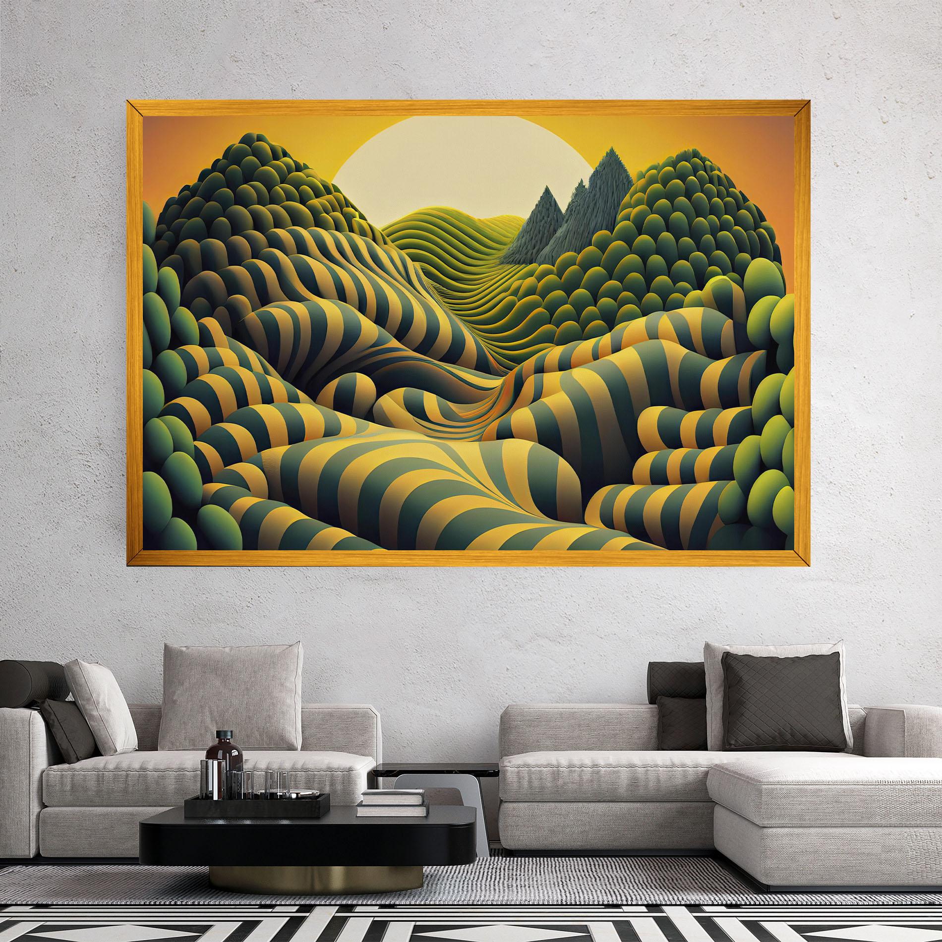 Tablou Canvas Green Yellow View mockup 2