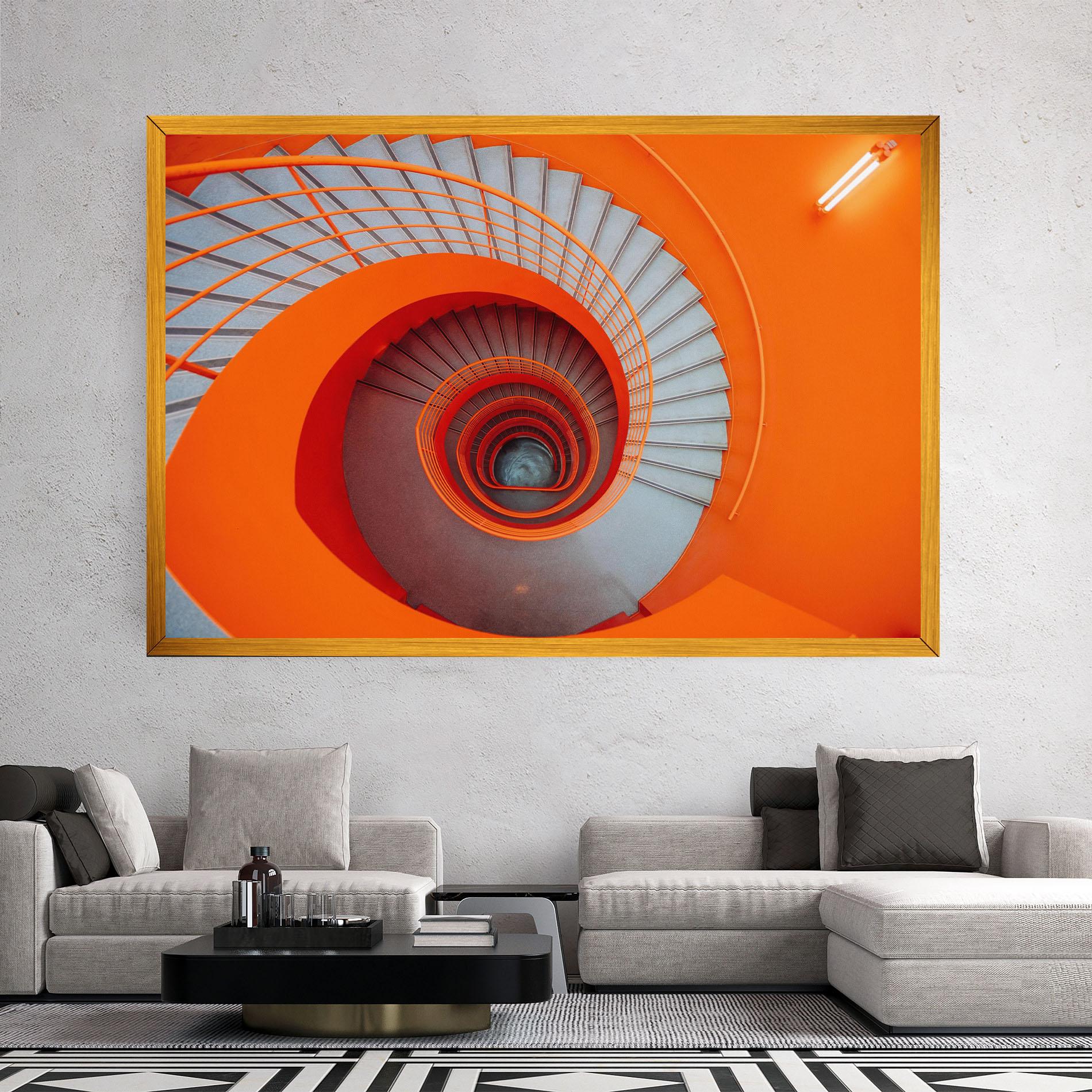 Tablou Canvas Grey Orange Stairs mockup 2