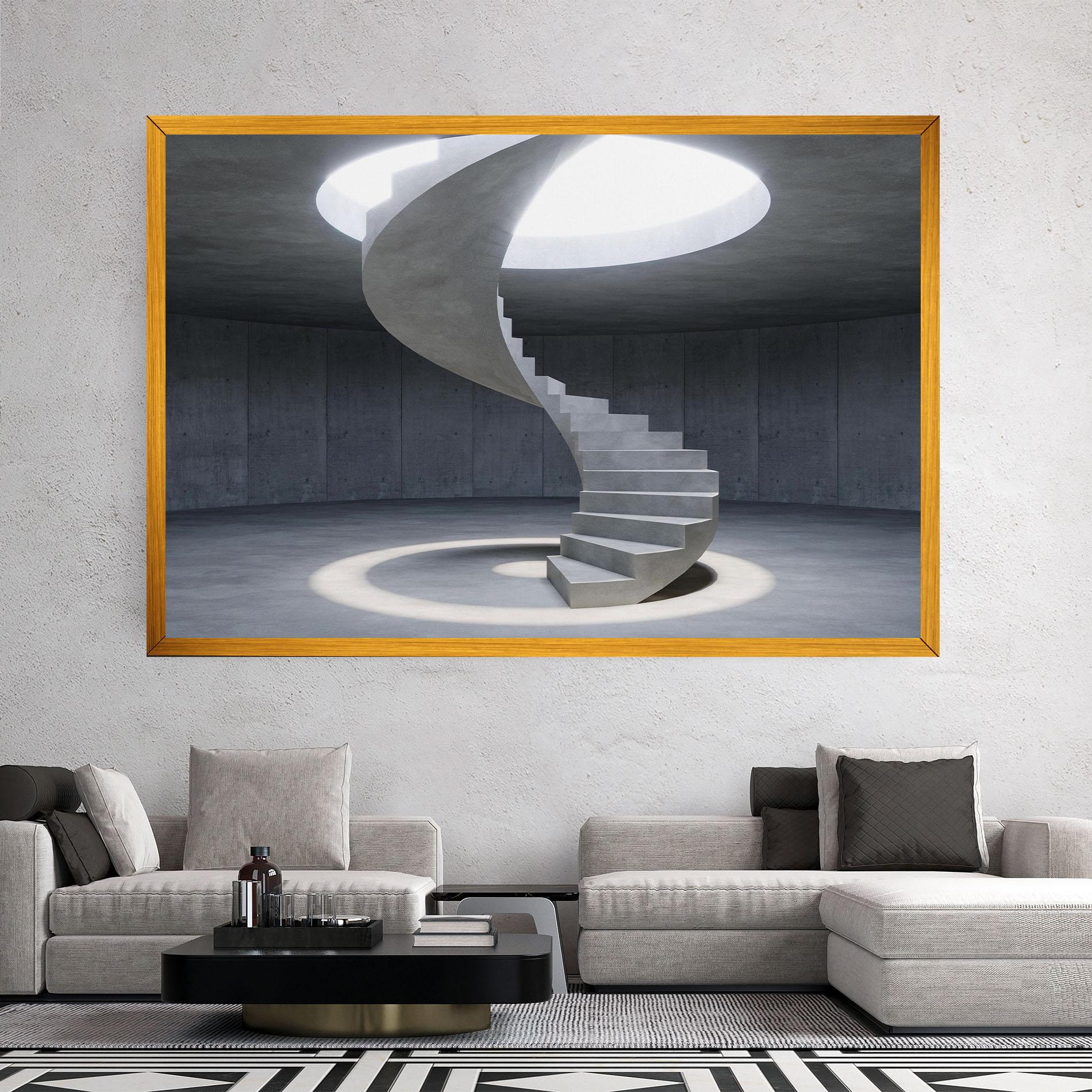 Tablou Canvas Spiral White Staircase mockup 2