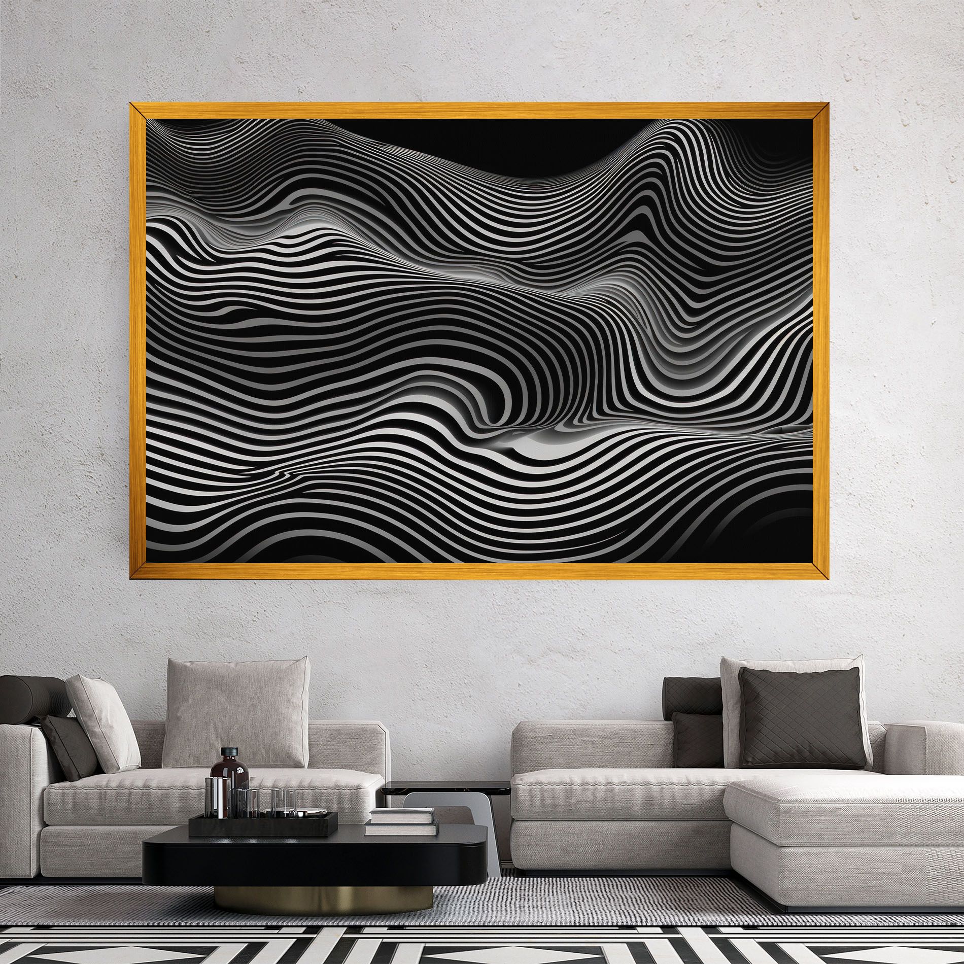White Black Lines Wave mockup 2