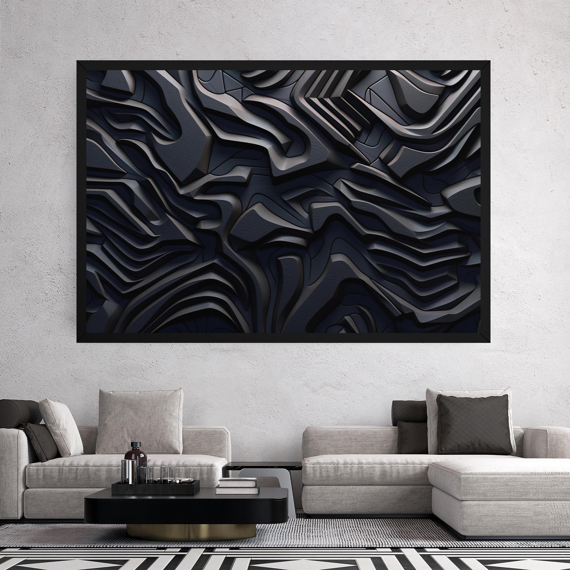 Tablou Canvas Black 3d Lines mockup 2