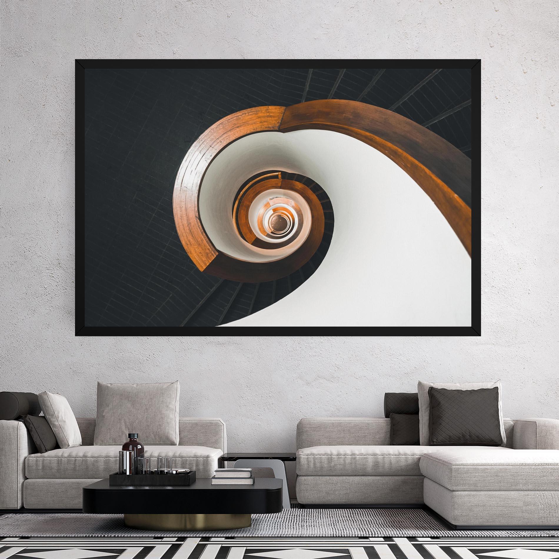 Tablou Canvas Black Spiral Stairs mockup 2