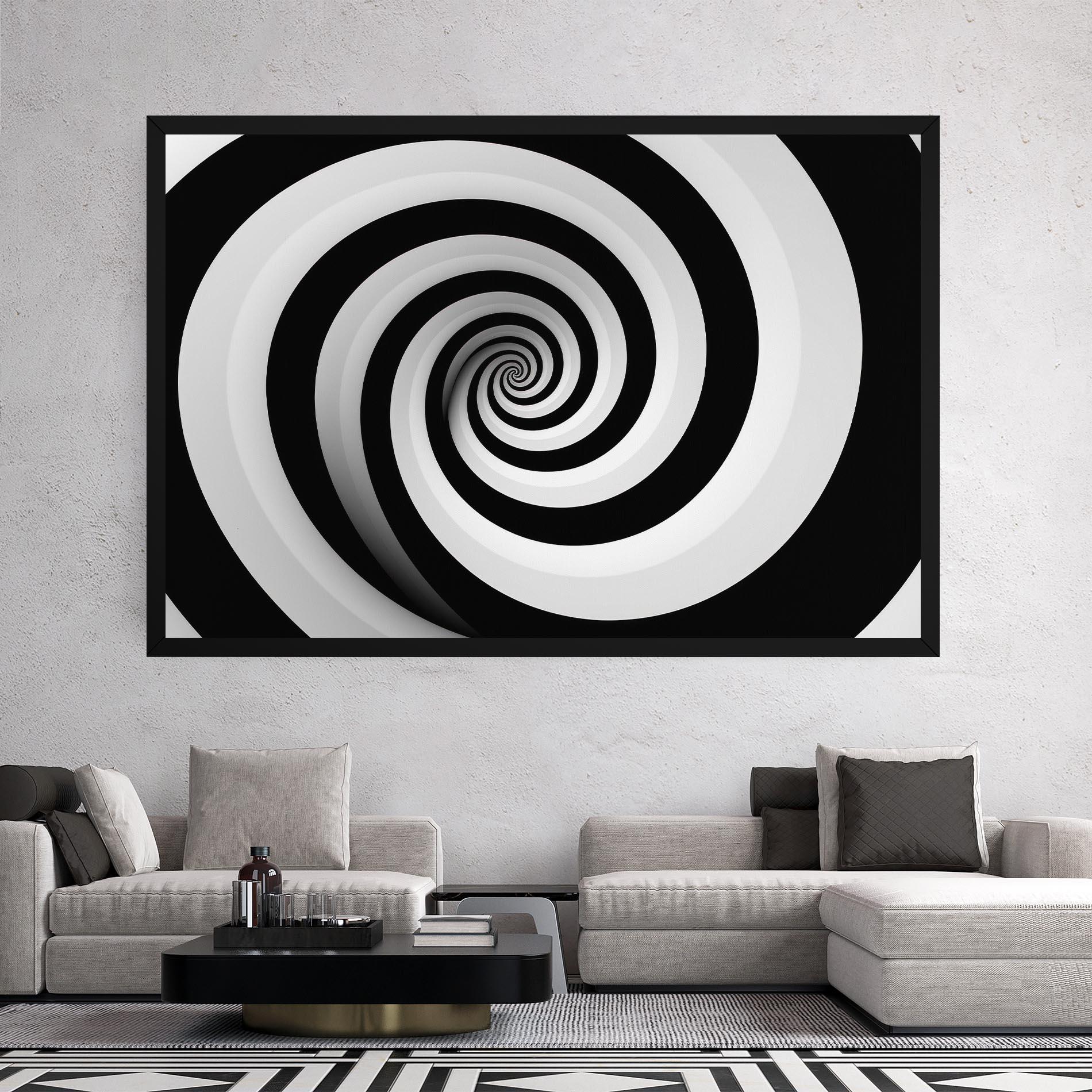 Tablou Canvas Black White Spiral mockup 2