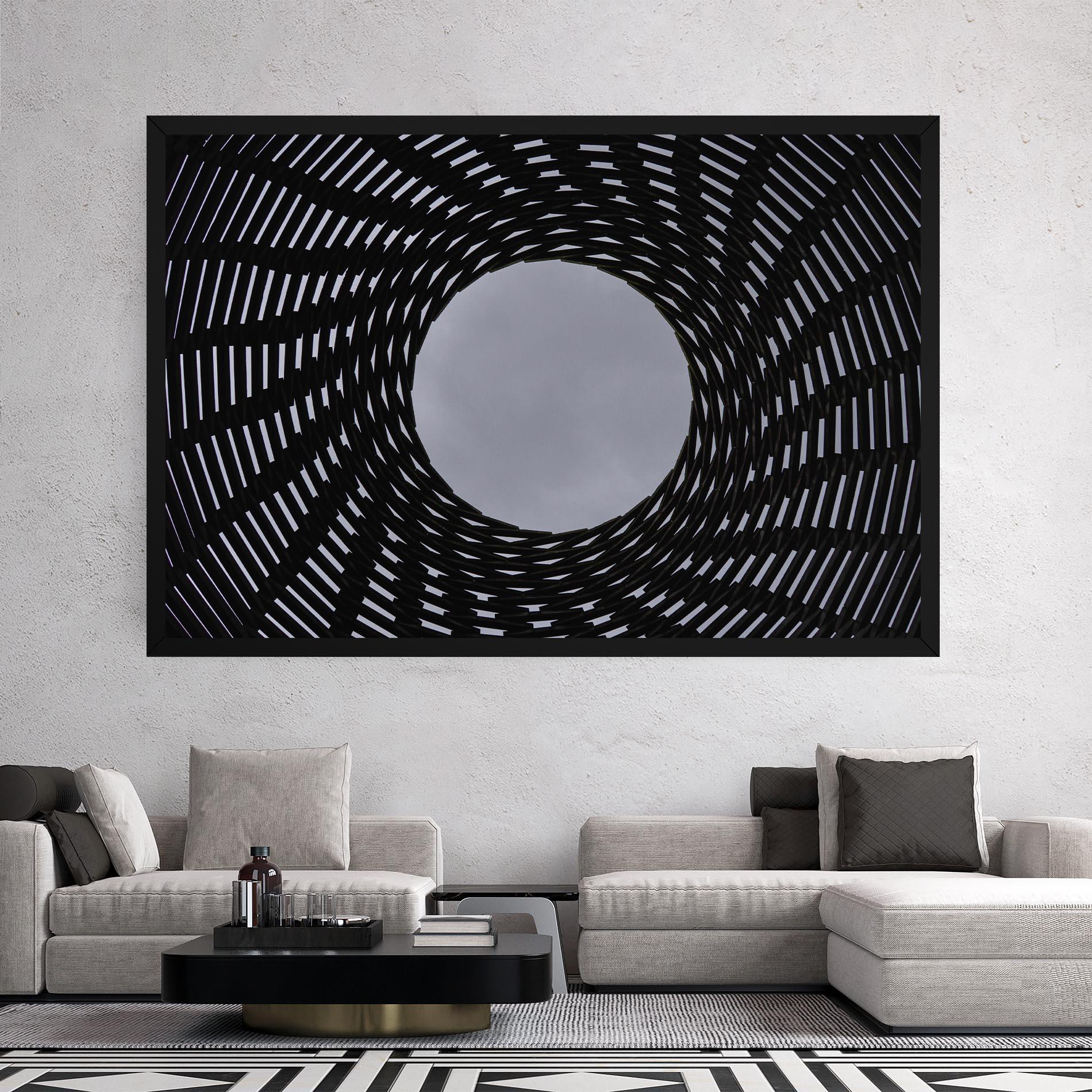 Tablou Canvas Grey Circle Lines mockup 2