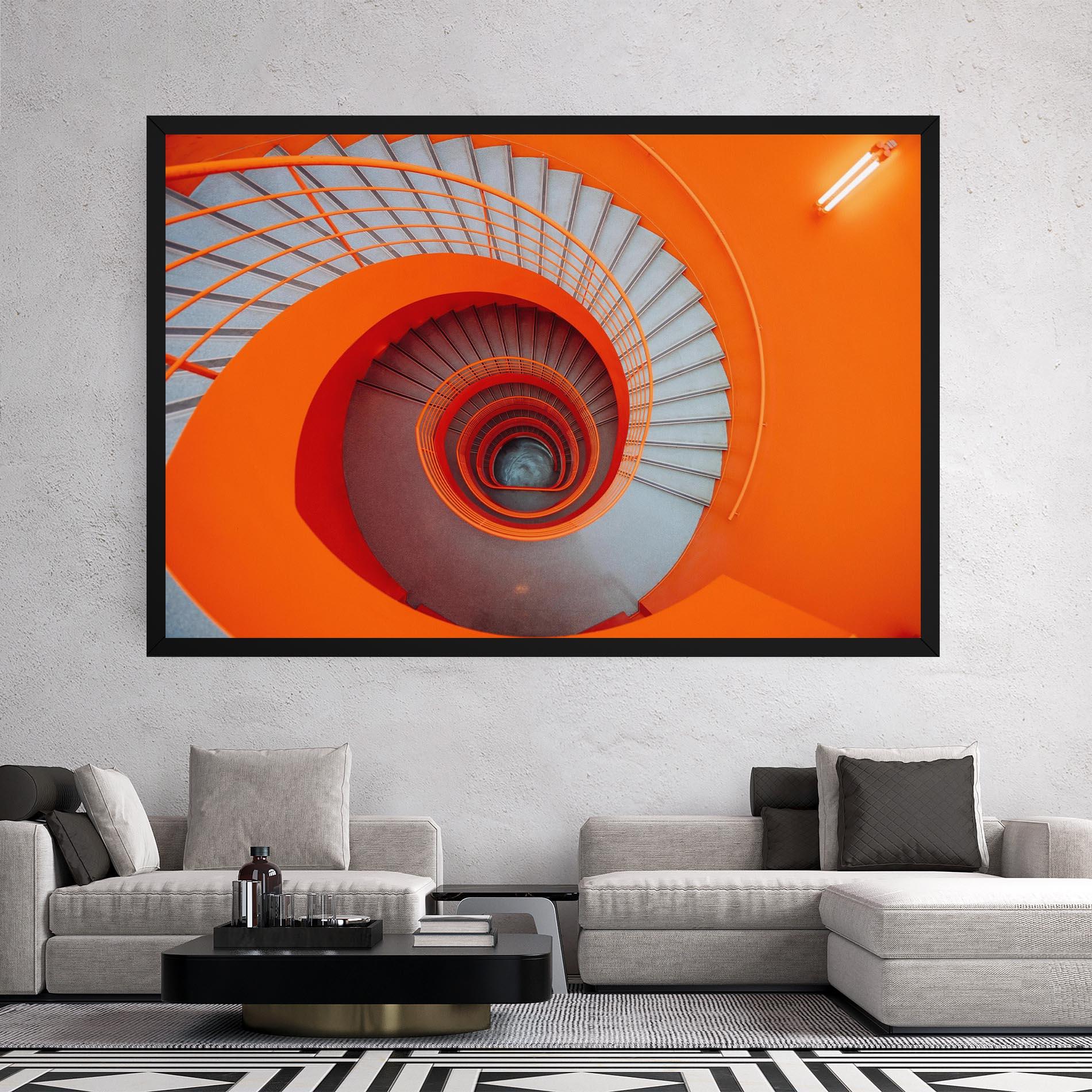 Tablou Canvas Grey Orange Stairs mockup 2