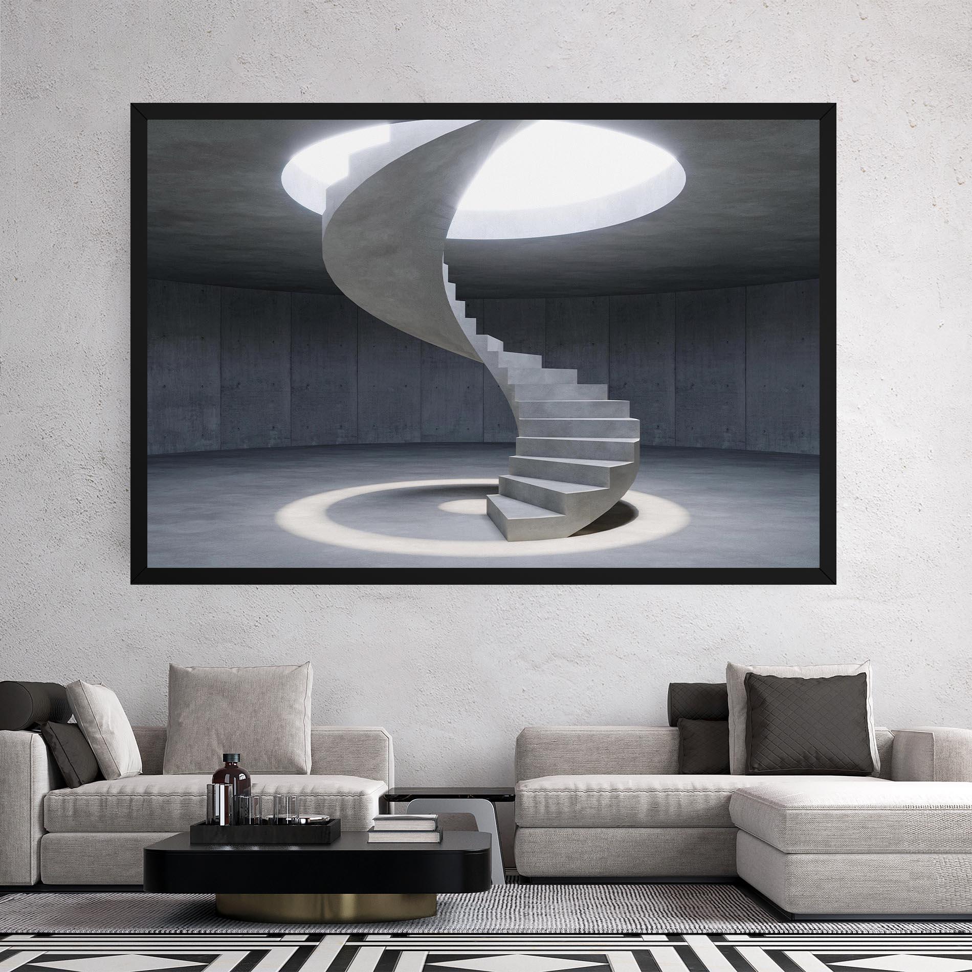 Tablou Canvas Spiral White Staircase mockup 2