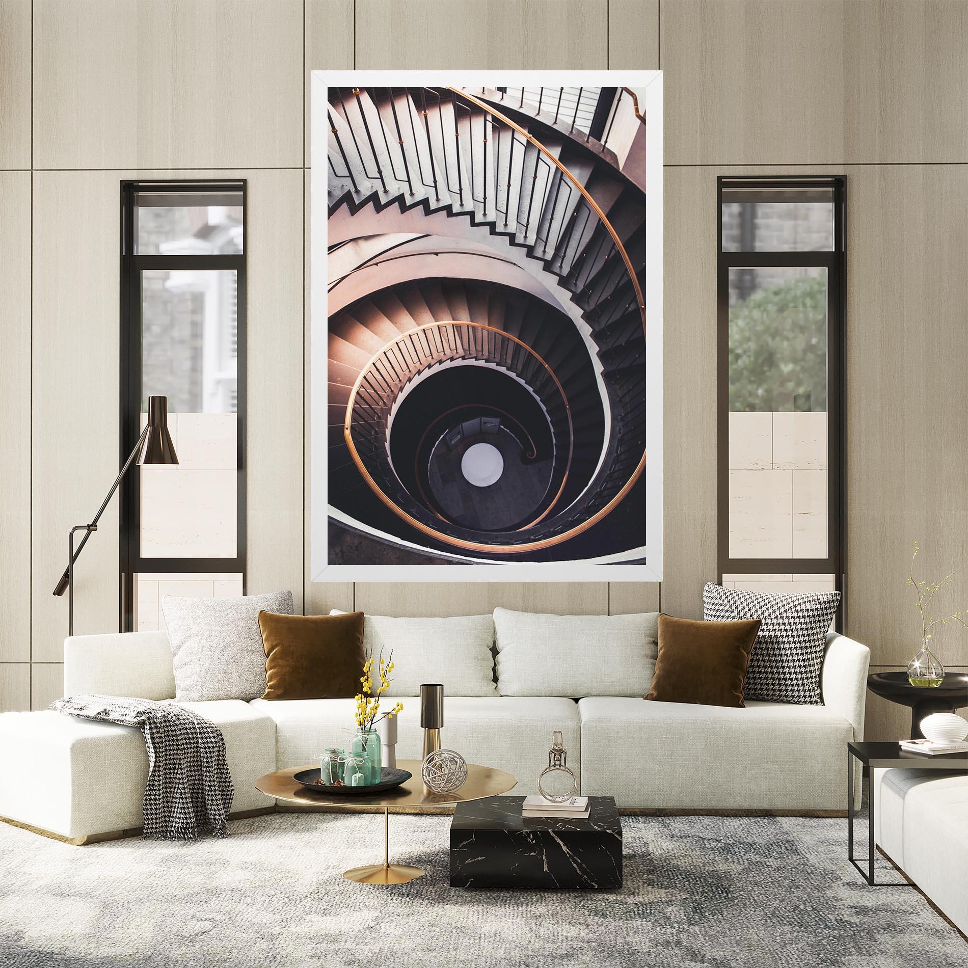 Tablou Canvas Grey Stairs Spiral mockup 2