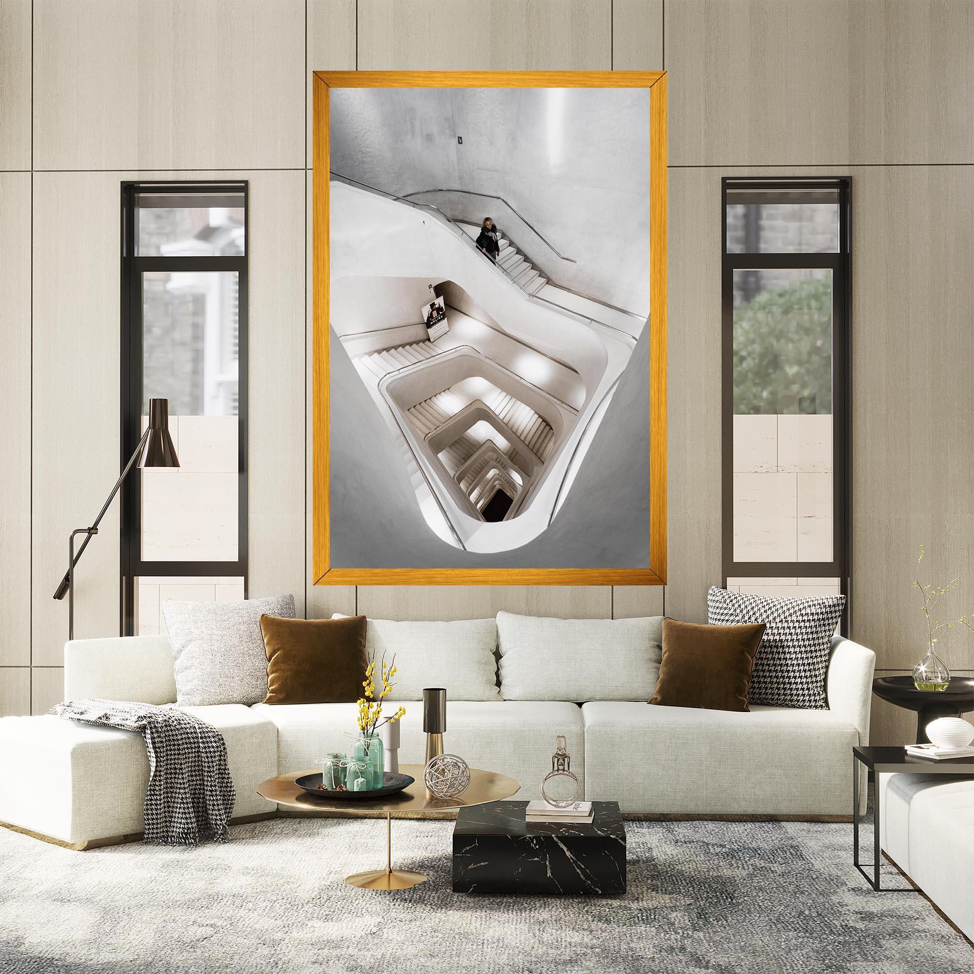 Tablou Canvas White Stairs Spiral mockup 2