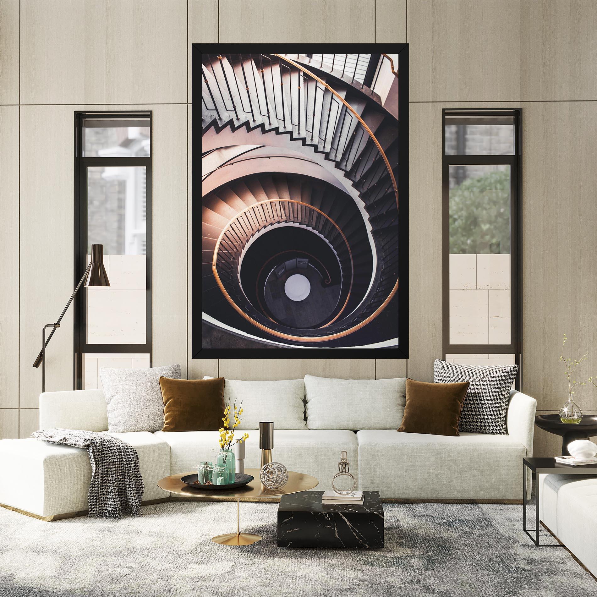 Tablou Canvas Grey Stairs Spiral mockup 2