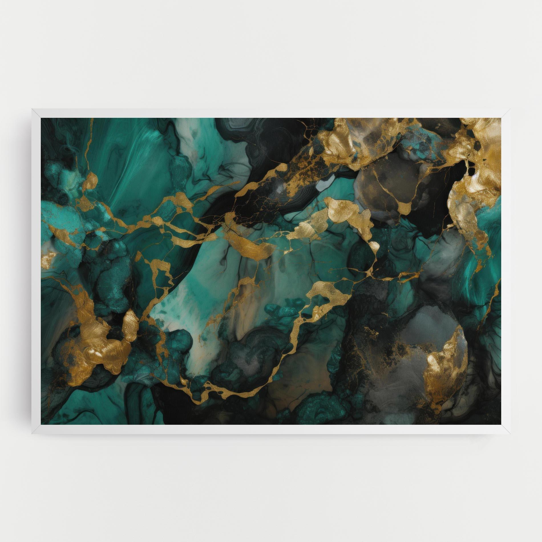 Tablou Canvas Dark Green Golden Marble mockup 0