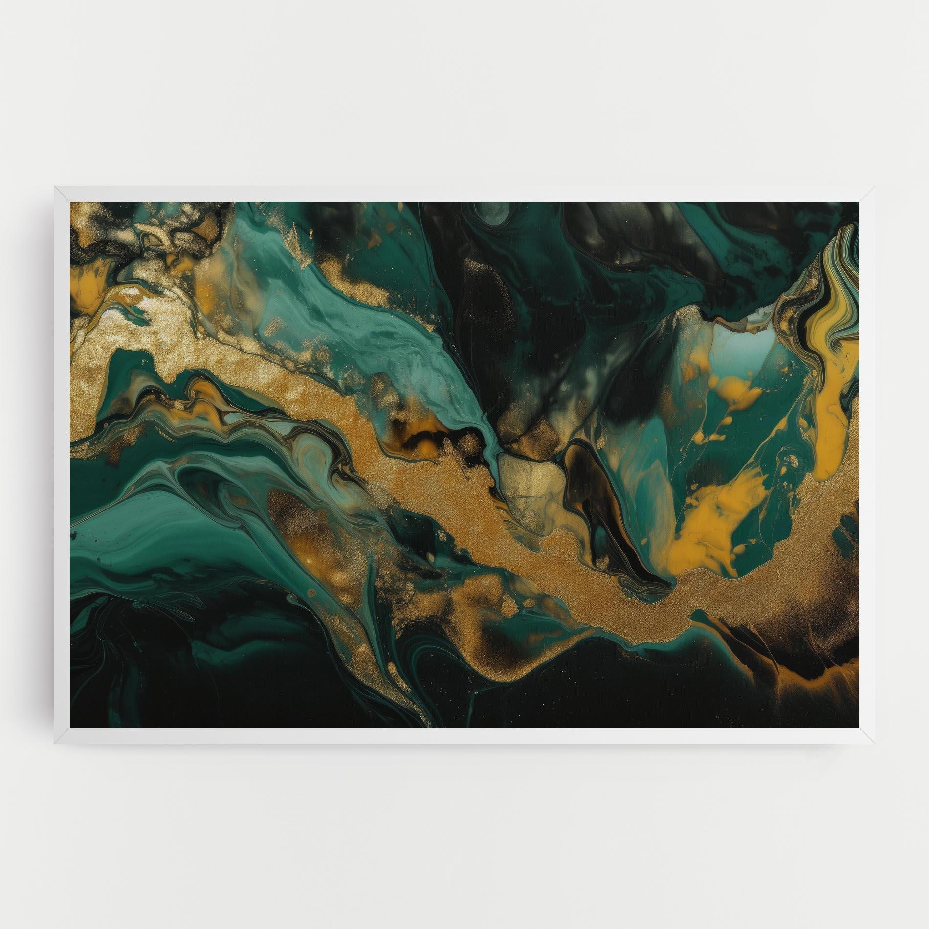 Tablou Canvas Dark Green With Gold mockup 0