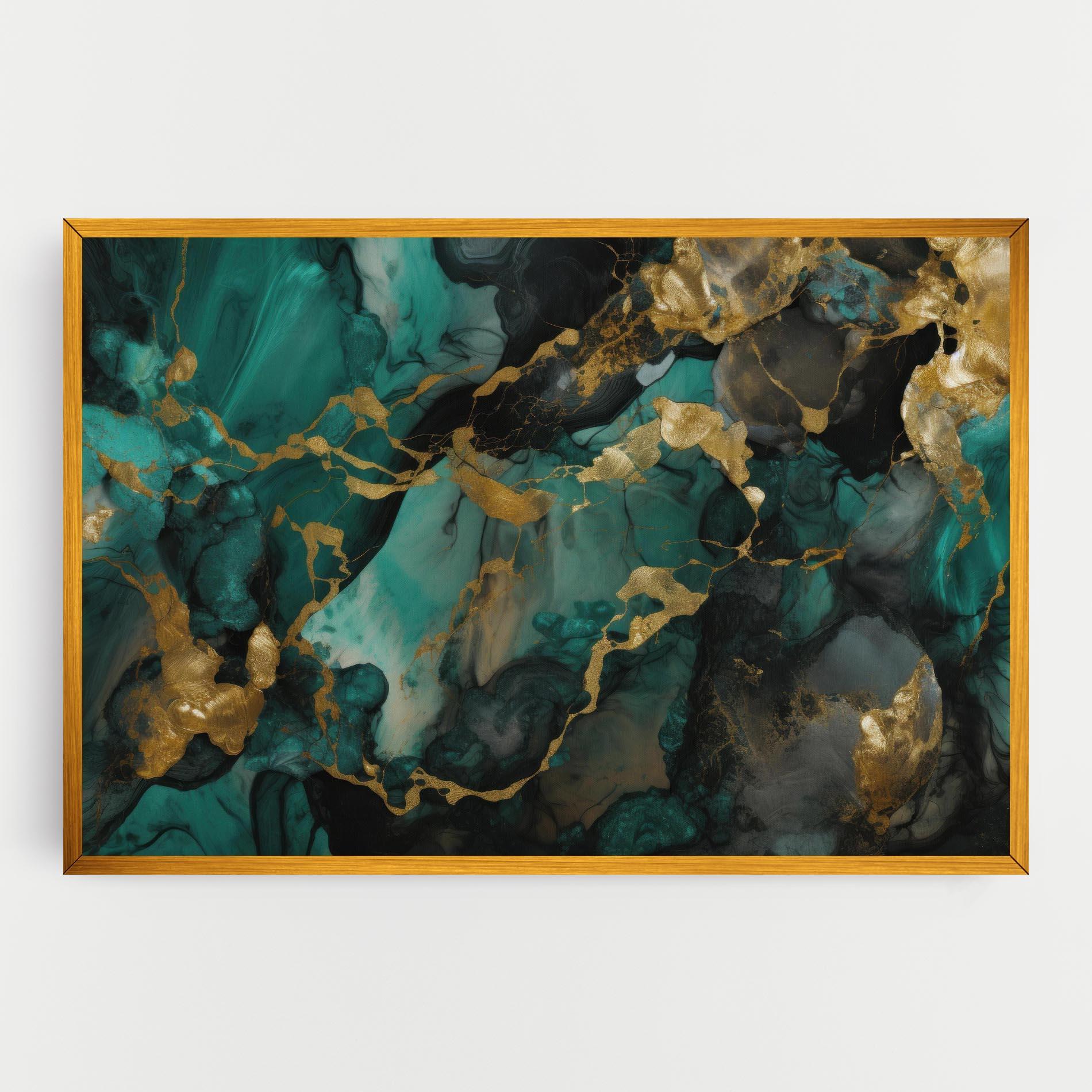 Tablou Canvas Dark Green Golden Marble mockup 0