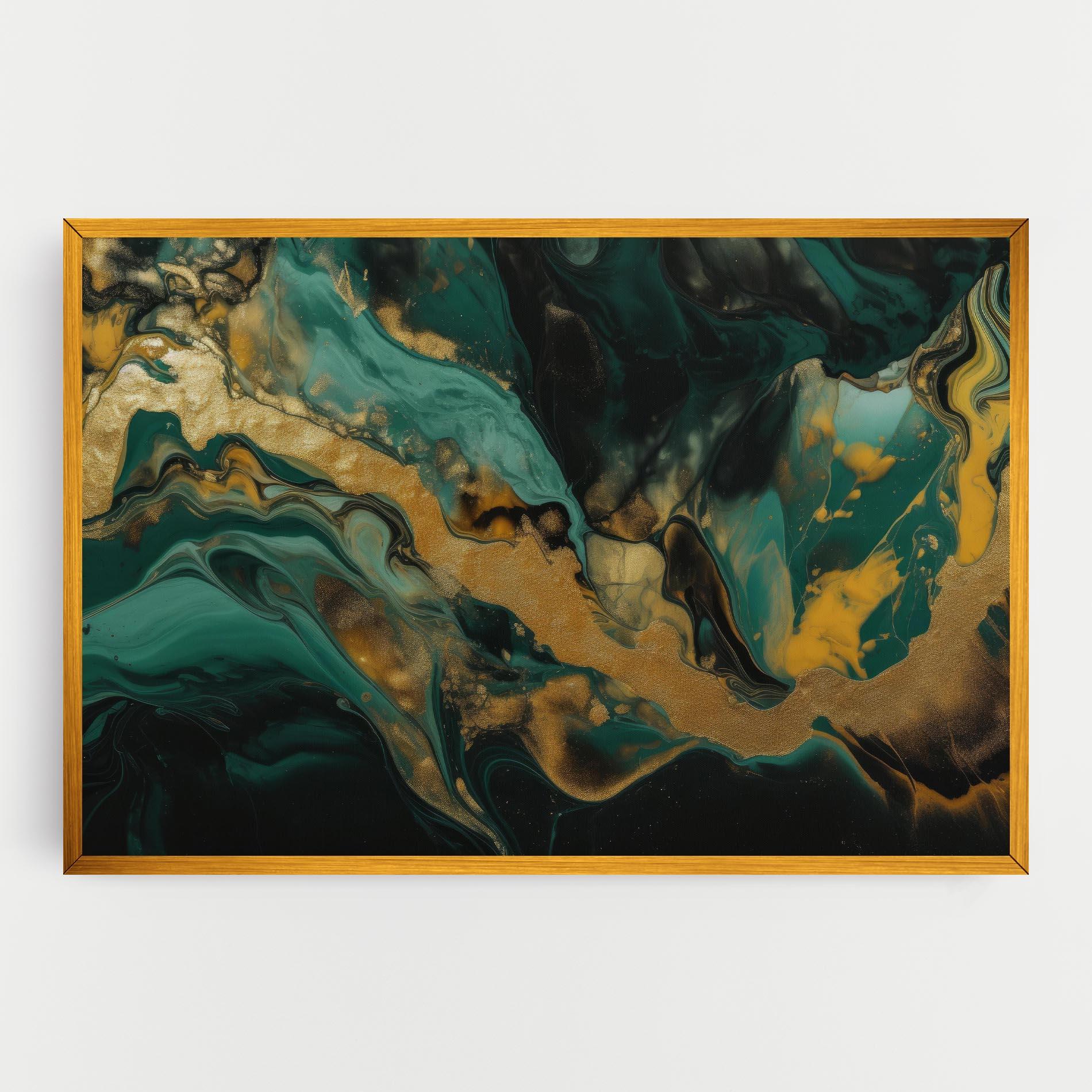 Tablou Canvas Dark Green With Gold mockup 0