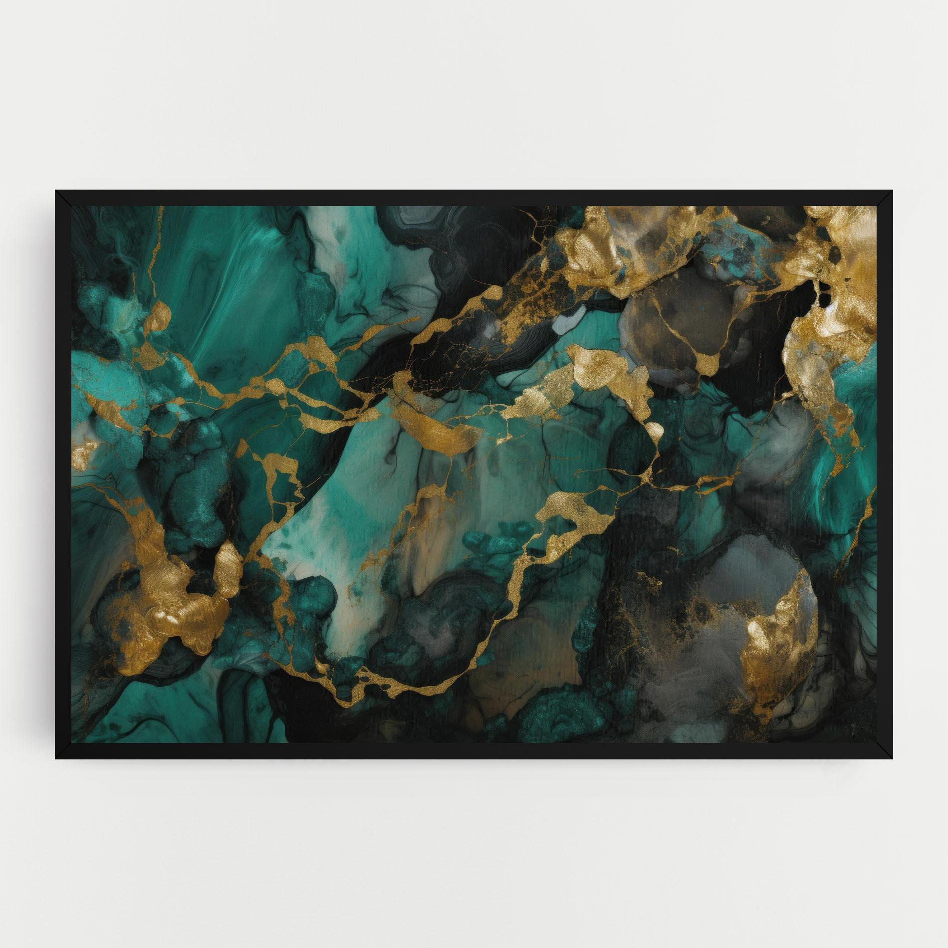Tablou Canvas Dark Green Golden Marble mockup 0