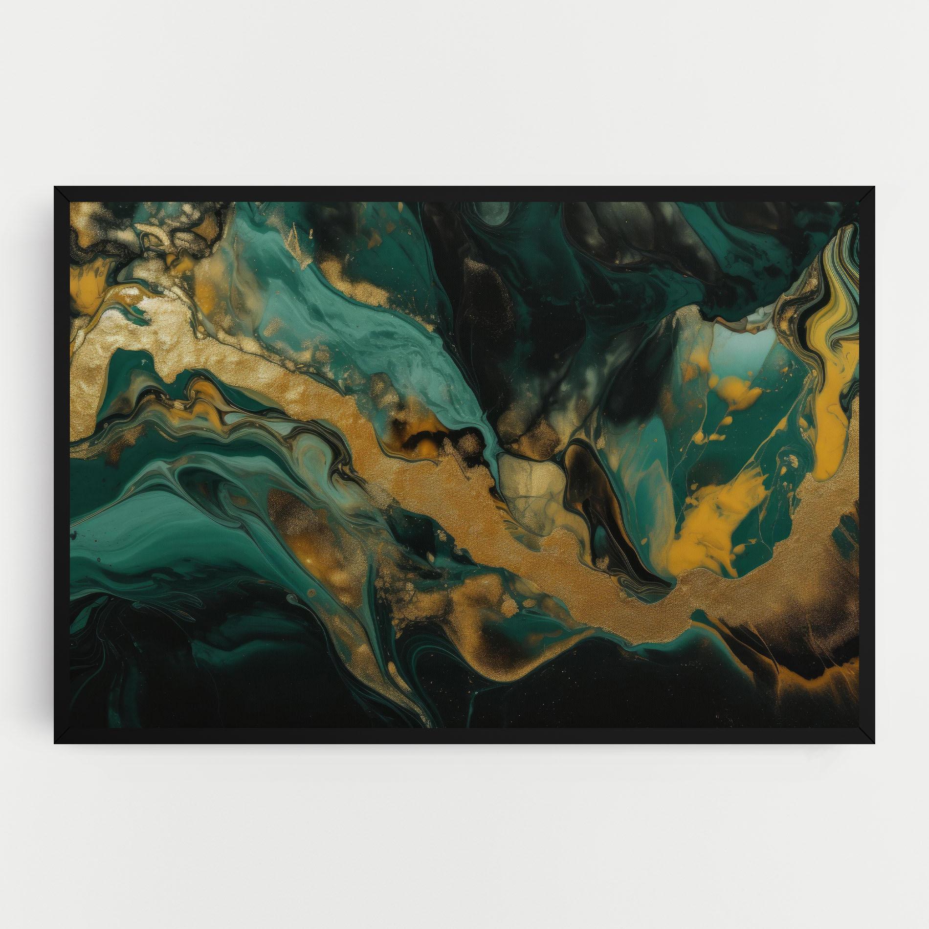Tablou Canvas Dark Green With Gold mockup 0