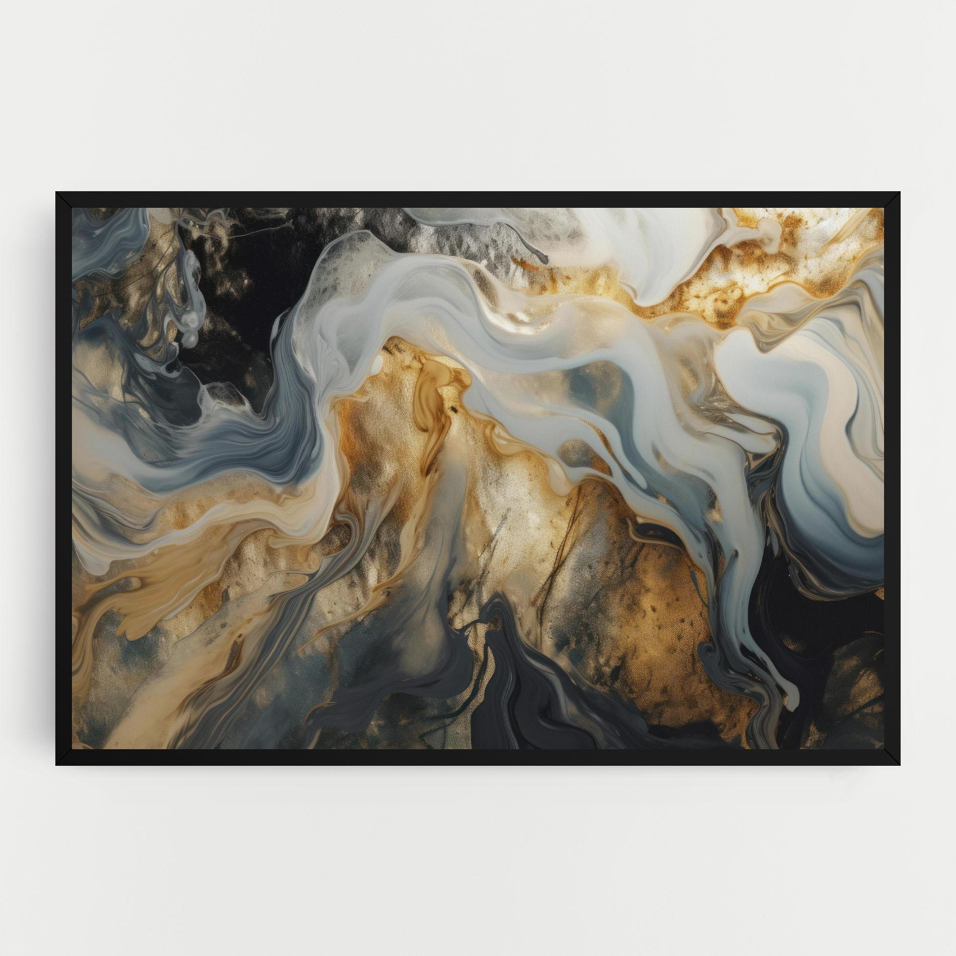 Tablou Canvas Grey Gold Liquid Marble mockup 0