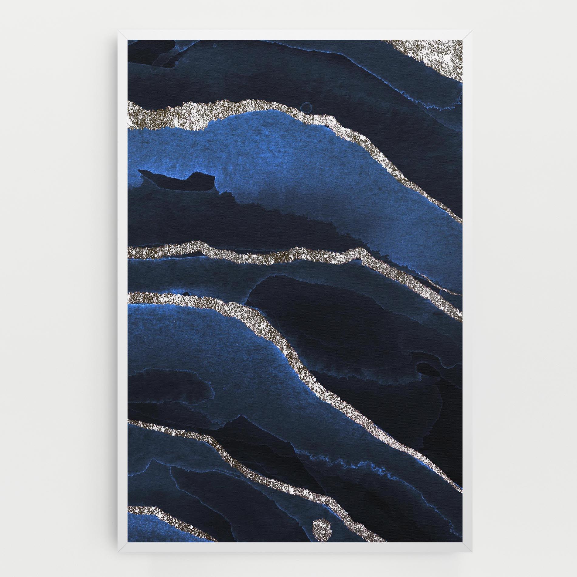 Tablou Canvas Golden Lines With Blue mockup 0