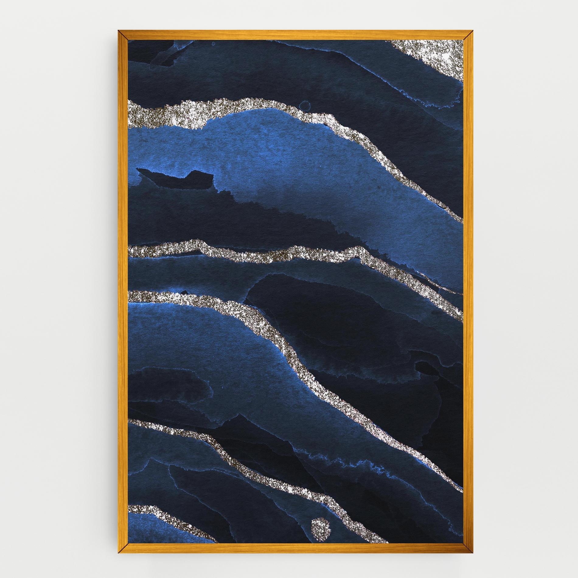 Tablou Canvas Golden Lines With Blue mockup 0