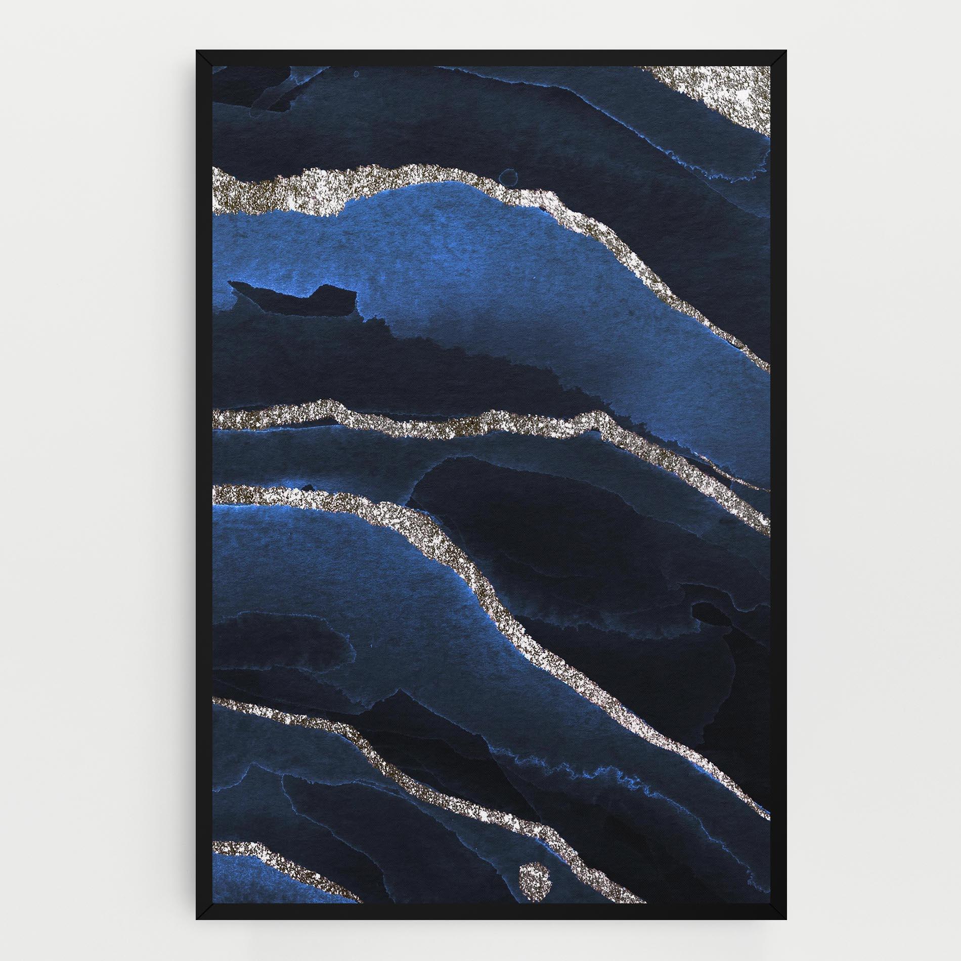 Tablou Canvas Golden Lines With Blue mockup 0