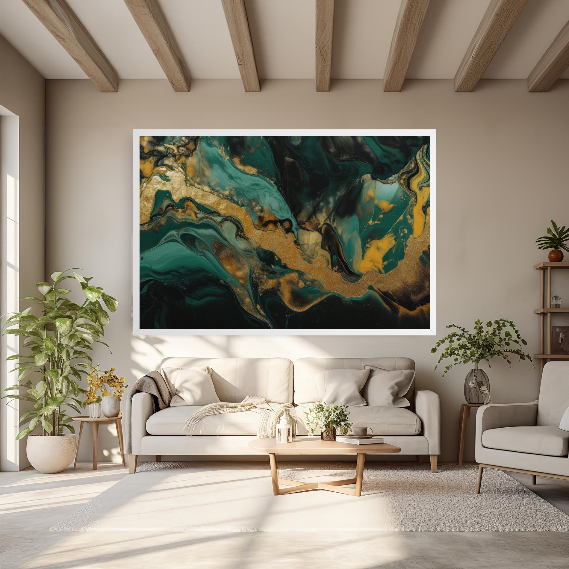 Tablou Canvas Dark Green With Gold mockup 6