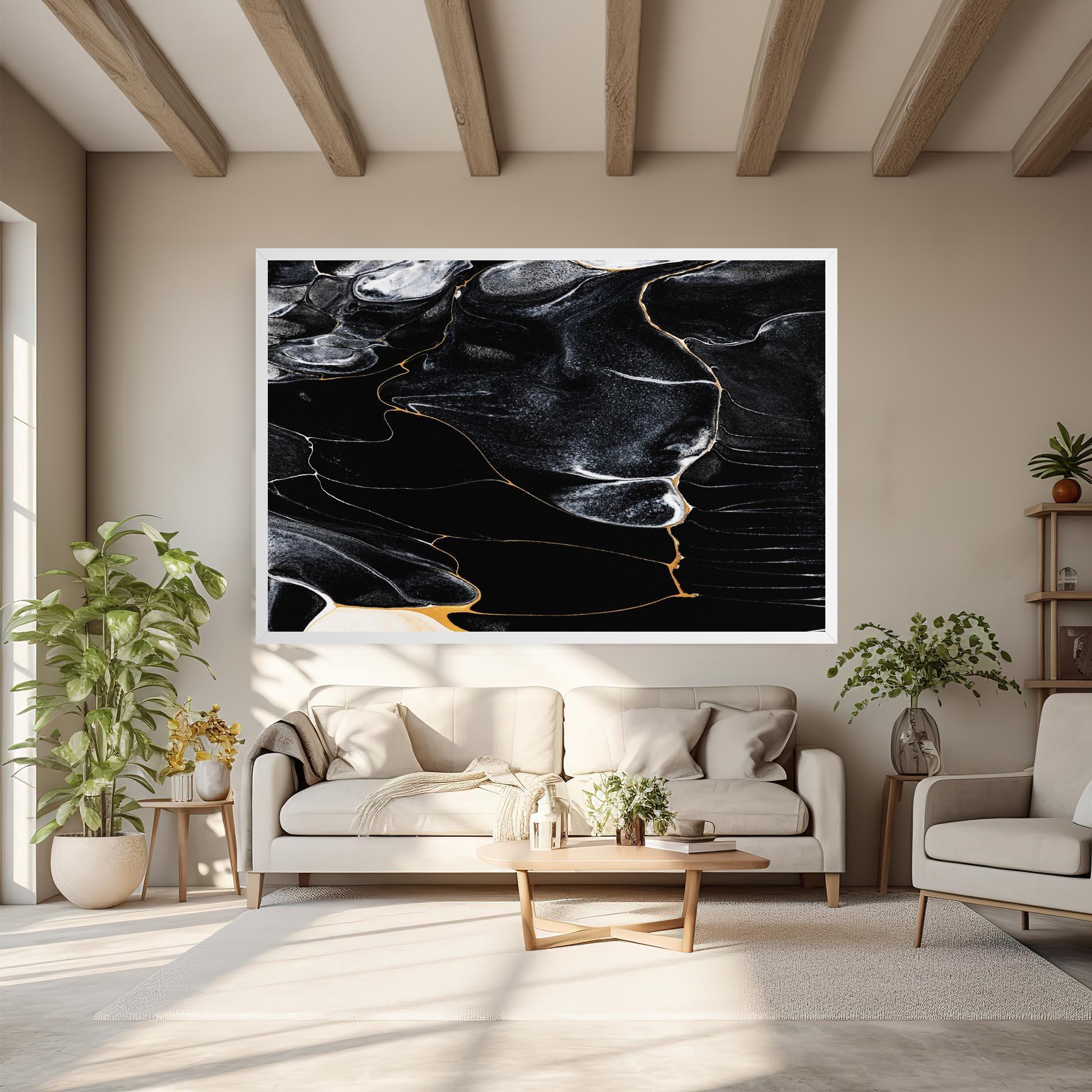 Tablou Canvas Gold Lines On Black mockup 6