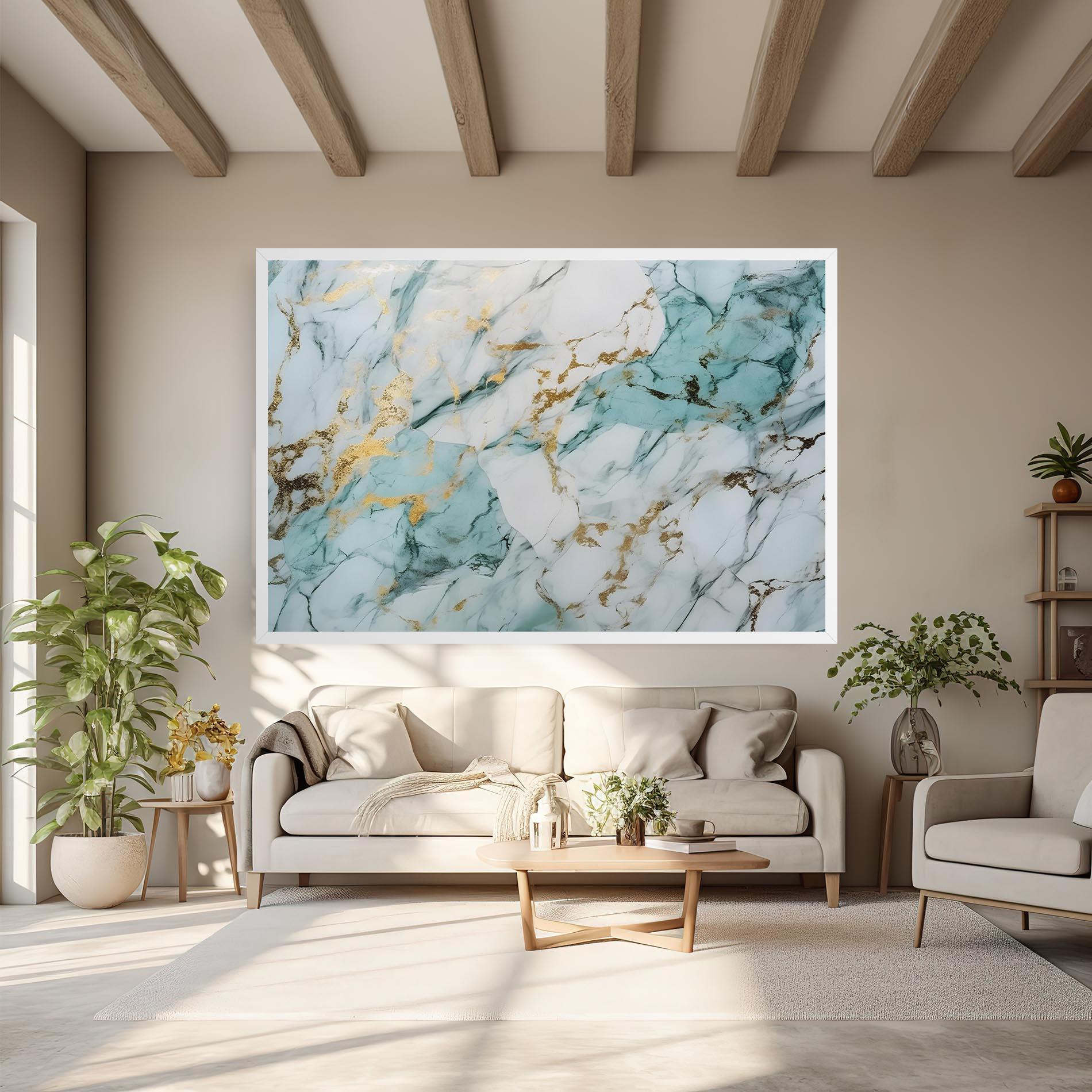 Tablou Canvas Light Green Gold Line mockup 6