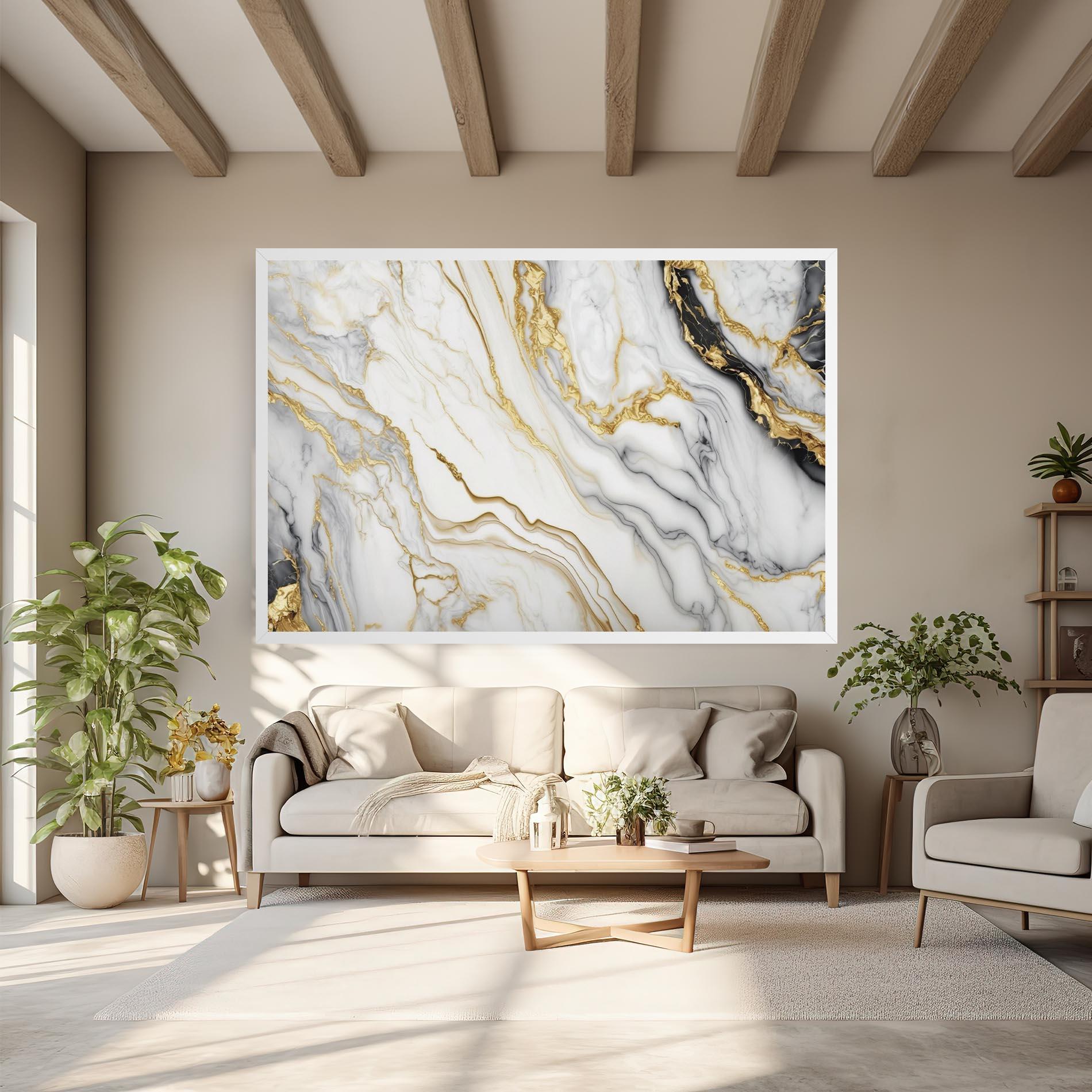 Tablou Canvas White Golden Marble mockup 6