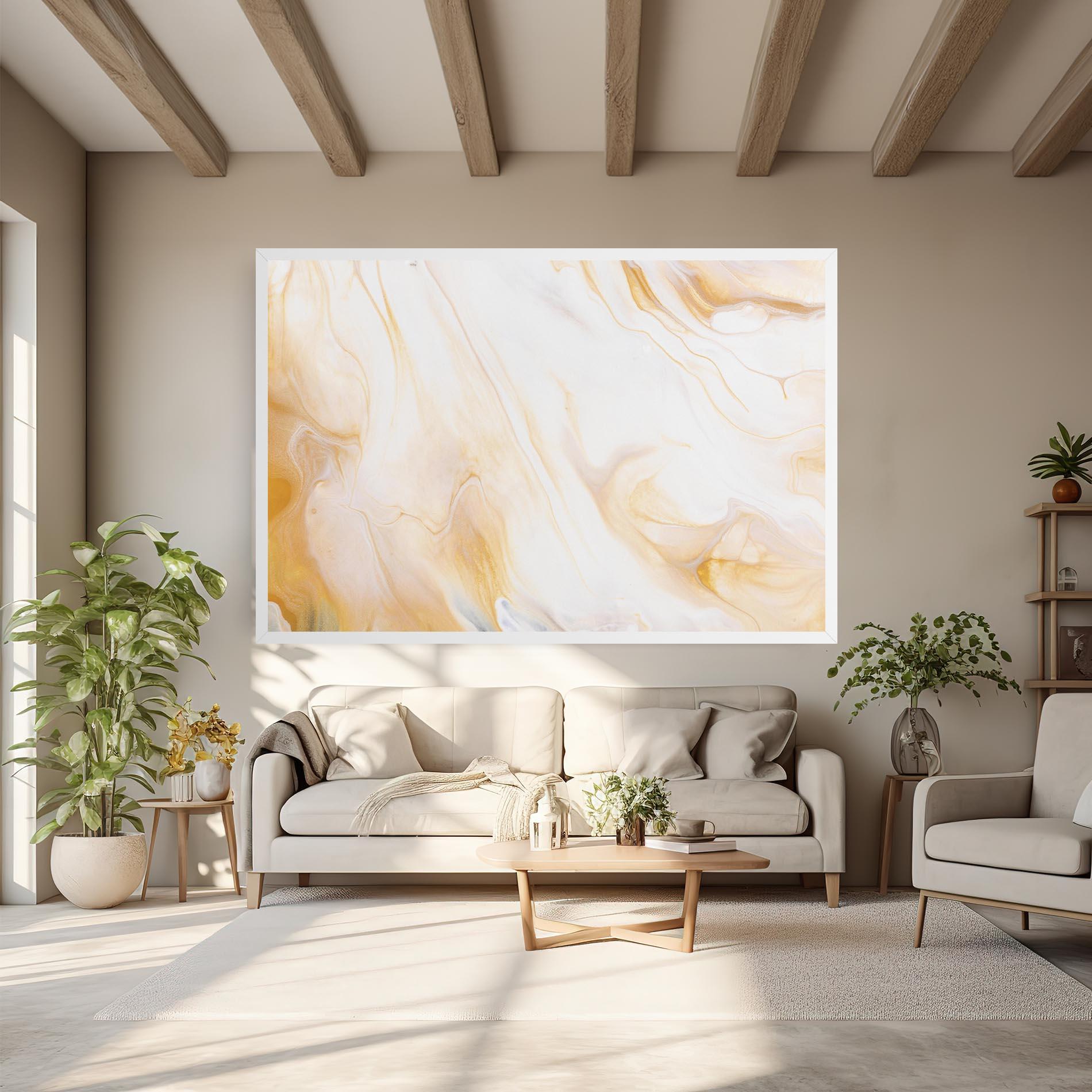 Tablou Canvas White Yellow Marble mockup 6