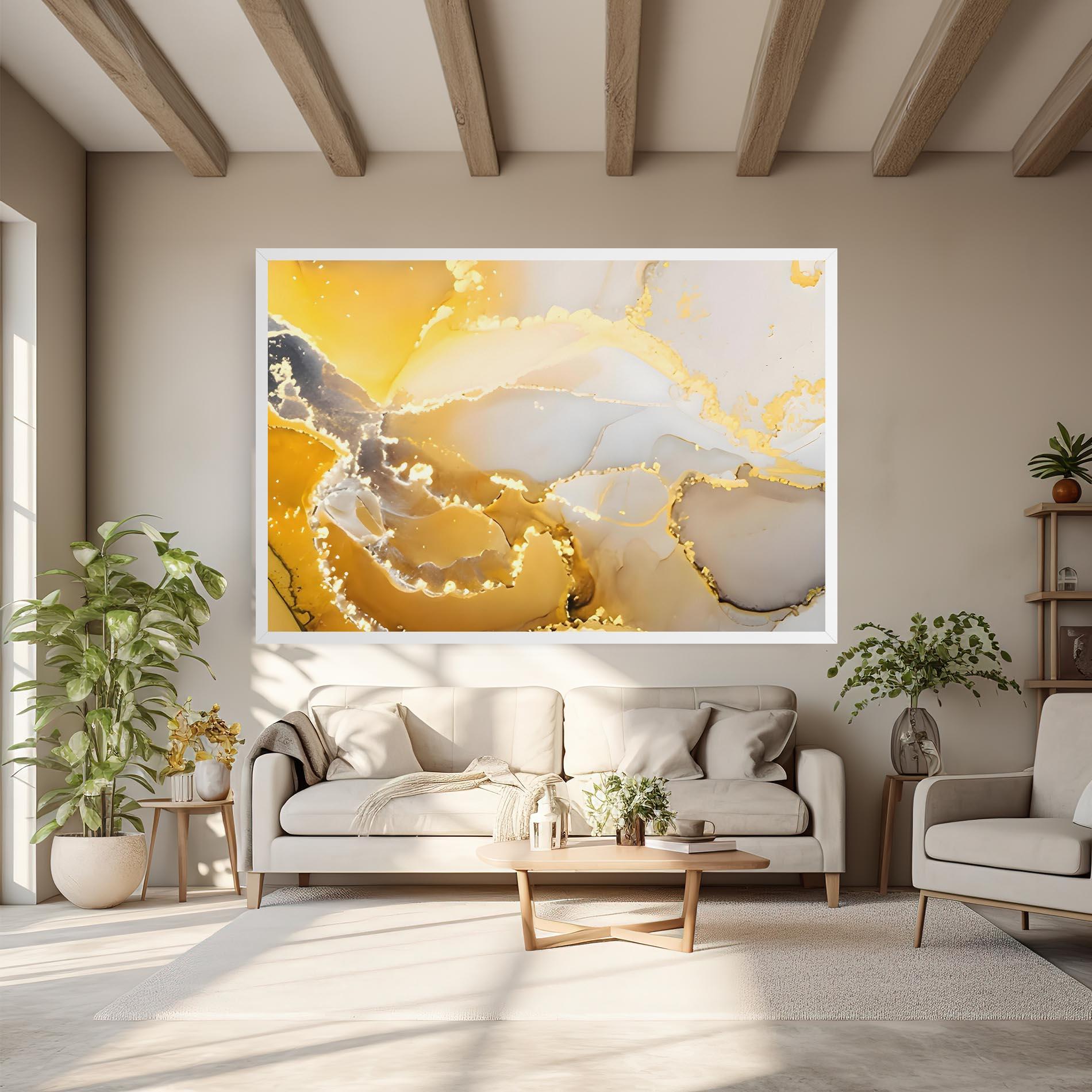 Tablou Canvas Yellow Grey Marble mockup 6