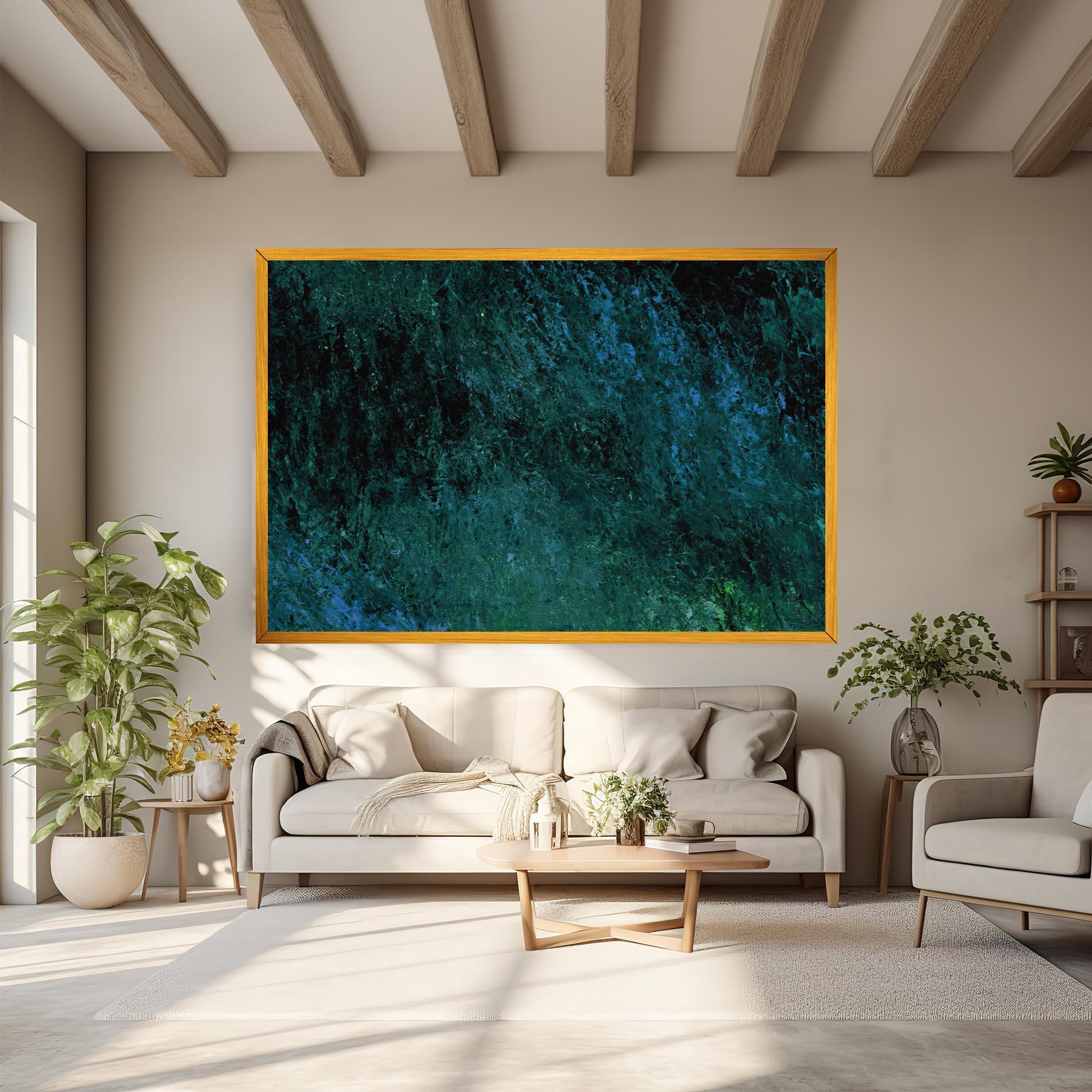 Tablou Canvas Dark Green Blue Painting mockup 6