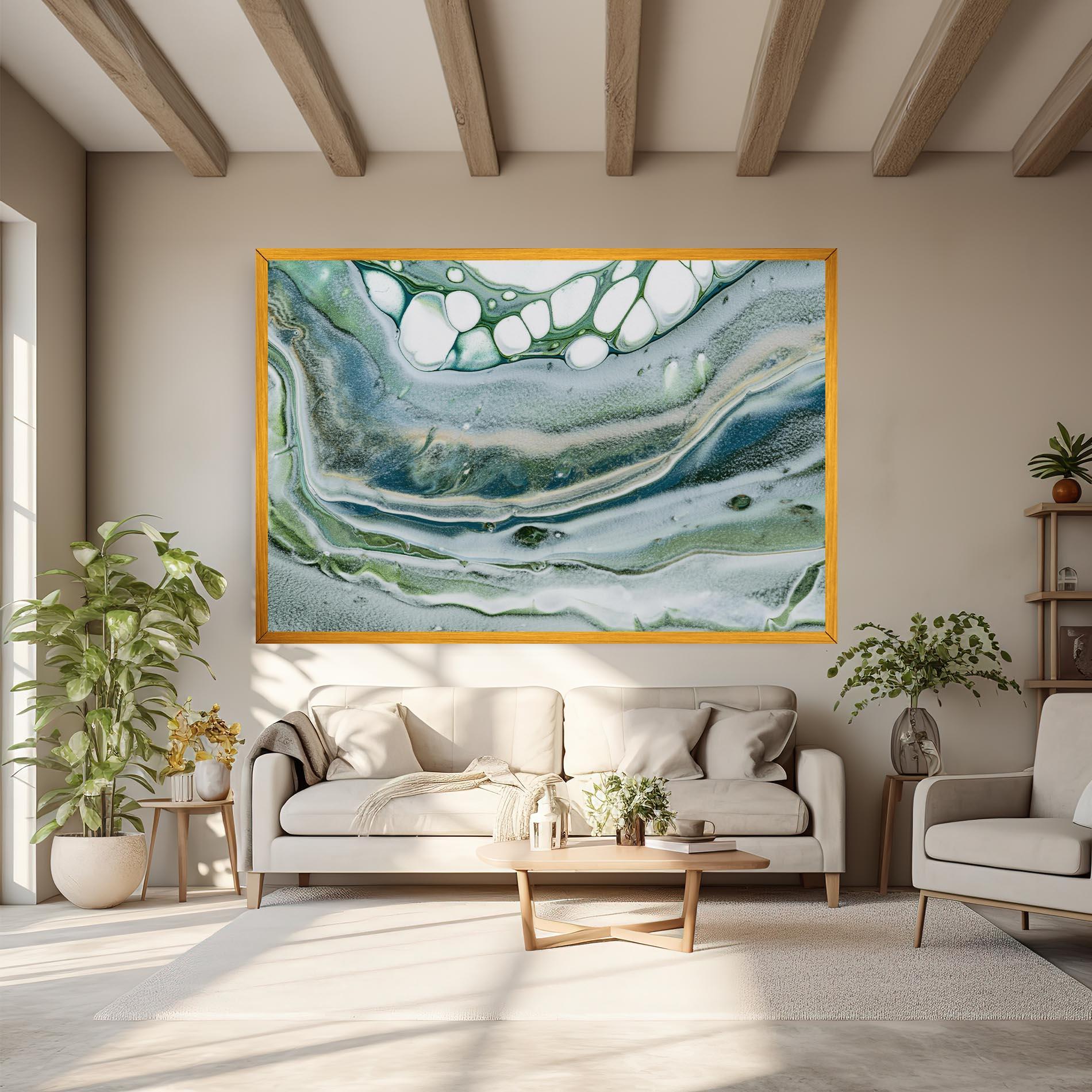 Tablou Canvas Dark Green Liquid mockup 6