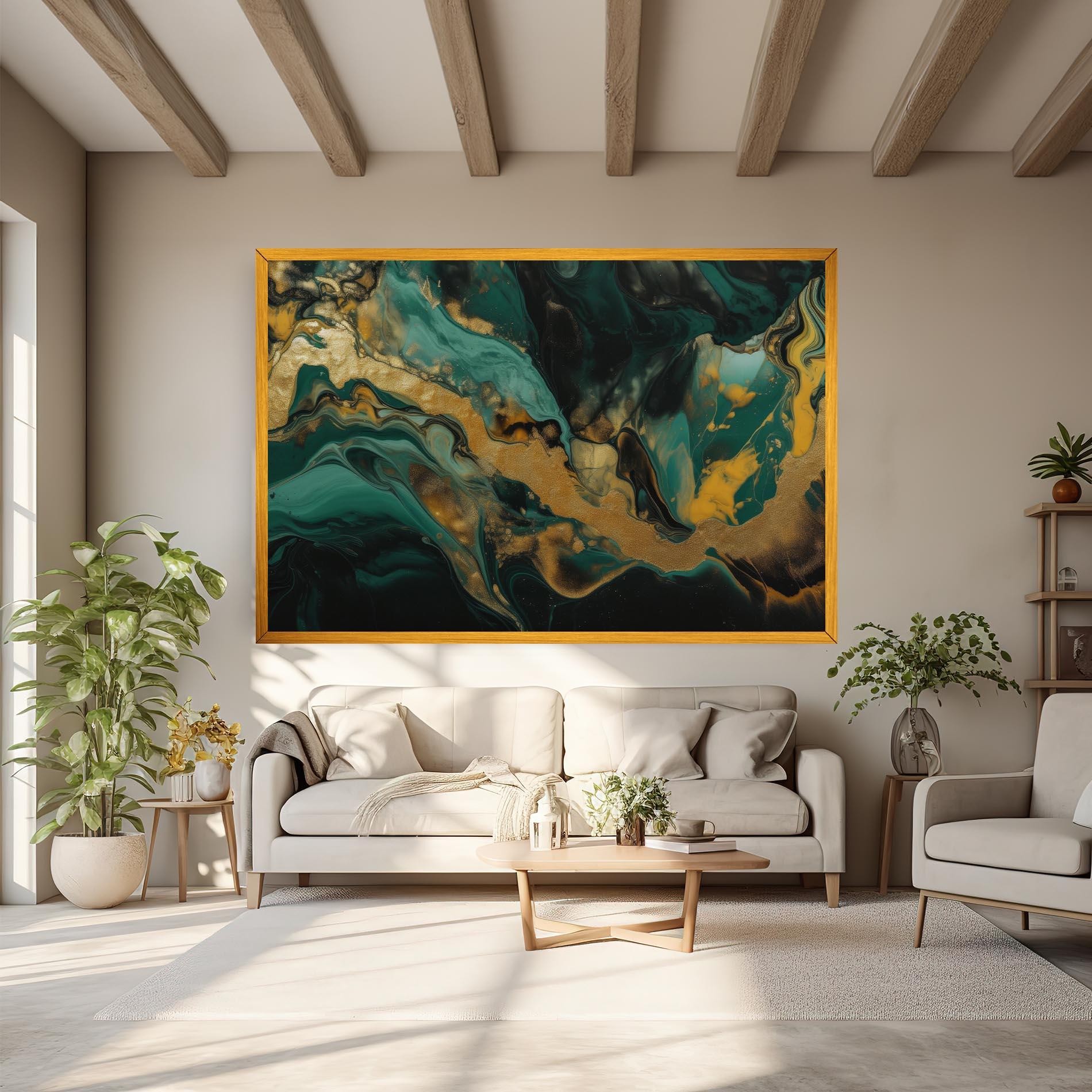 Tablou Canvas Dark Green With Gold mockup 6