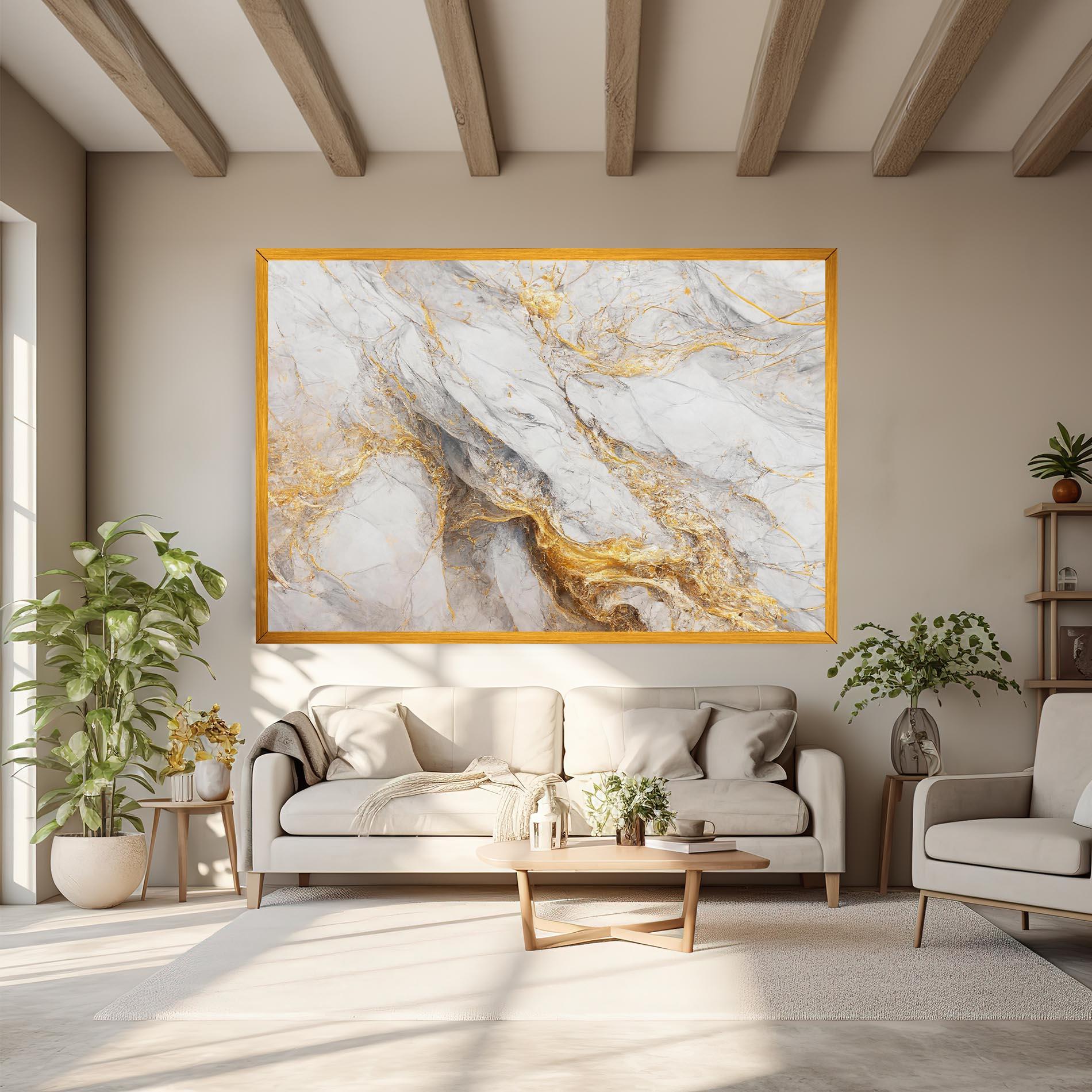 Tablou Canvas Gold Liquid Grey Marble mockup 6