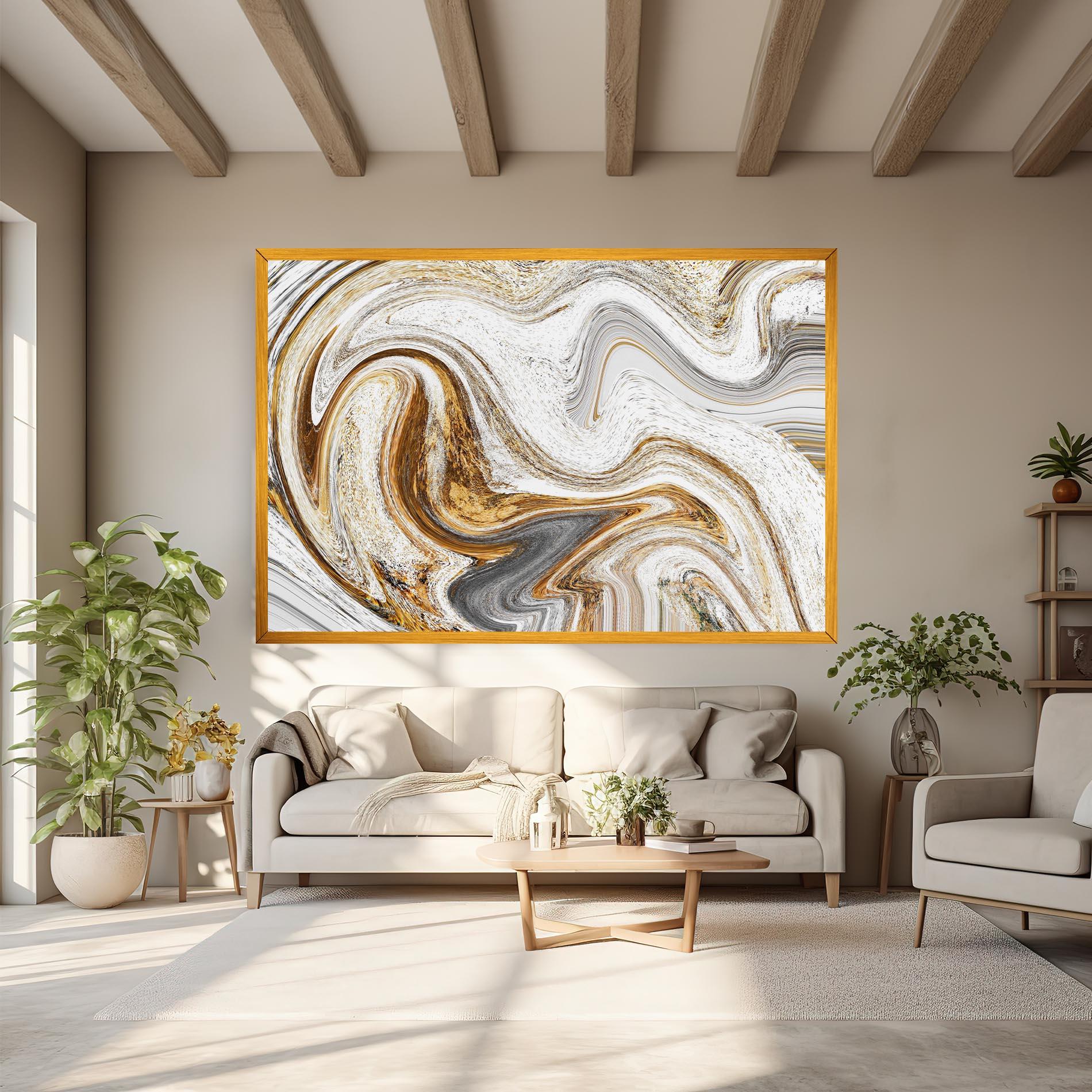 Tablou Canvas Gold White Liquid mockup 6