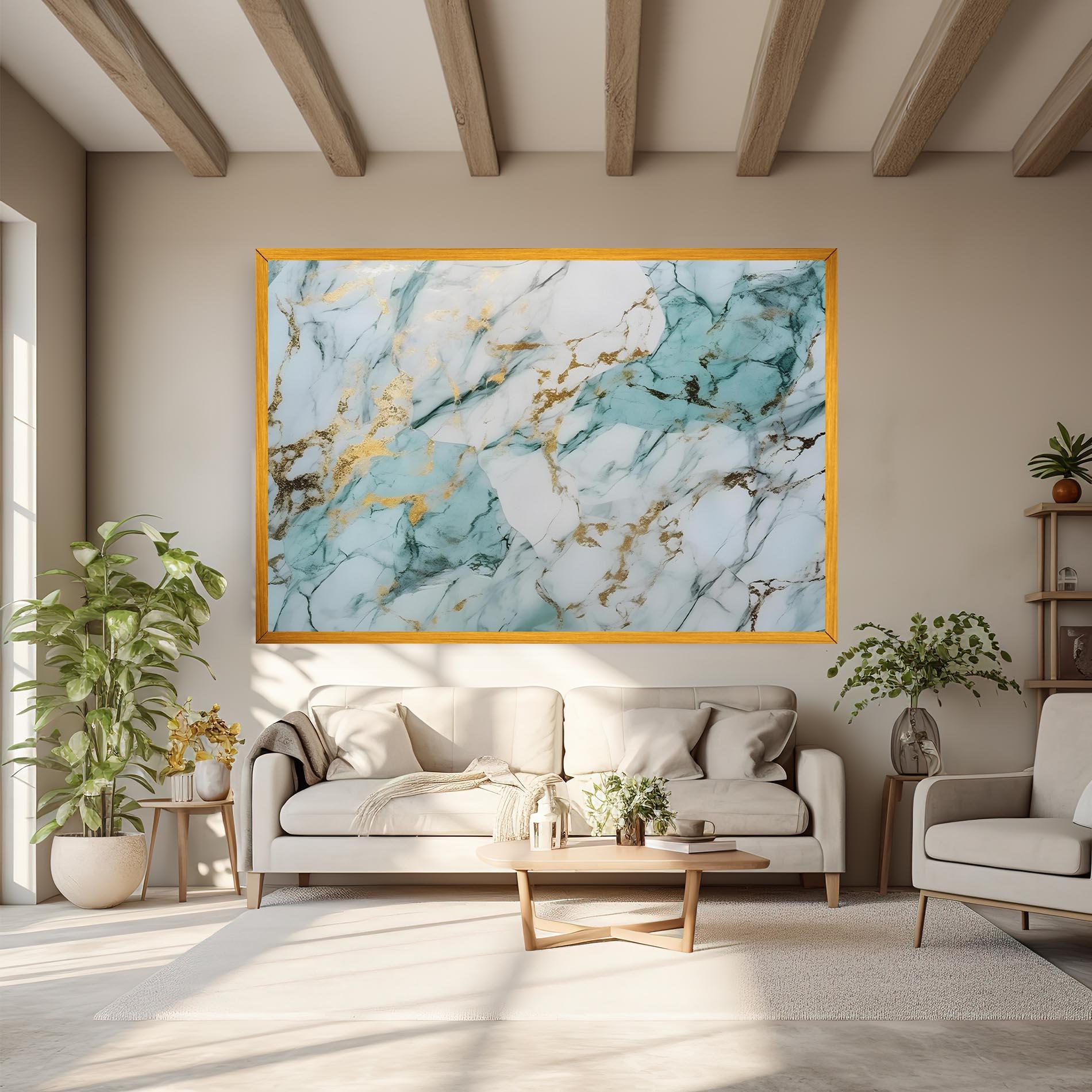 Tablou Canvas Light Green Gold Line mockup 6