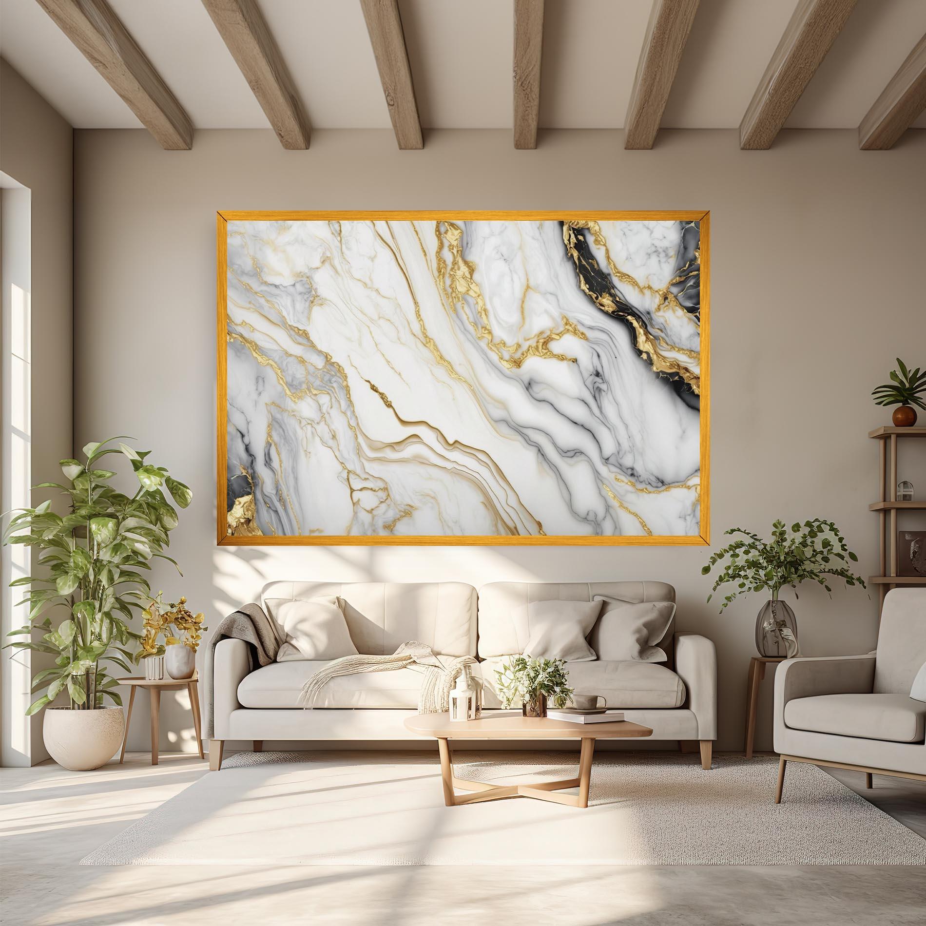 Tablou Canvas White Golden Marble mockup 6