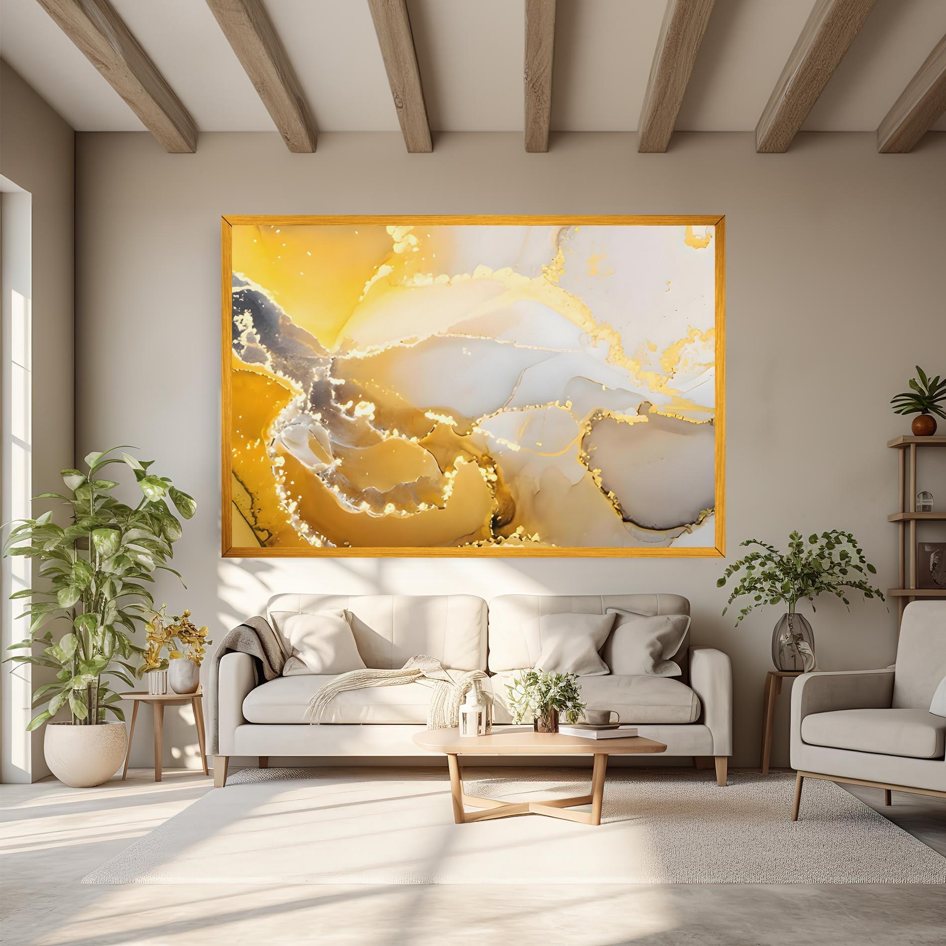 Tablou Canvas Yellow Grey Marble mockup 6