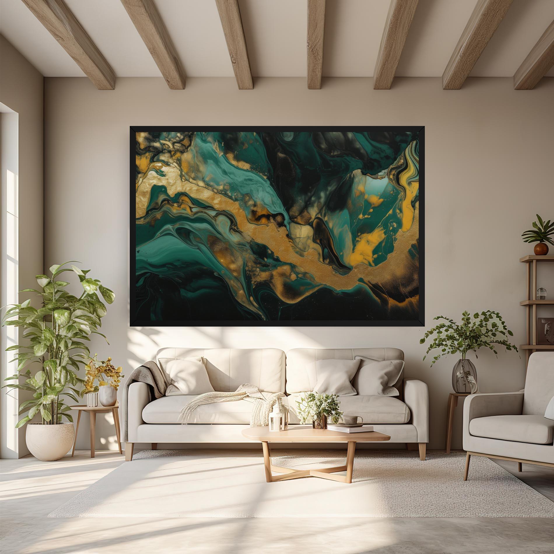 Tablou Canvas Dark Green With Gold mockup 6