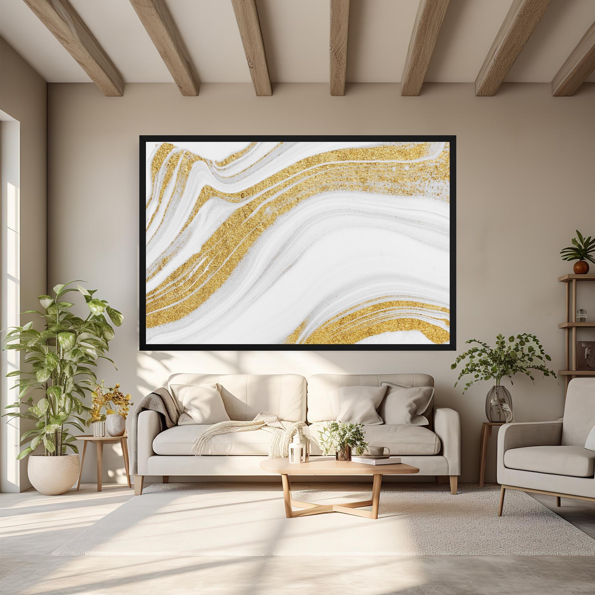 Tablou Canvas Gold Glitter Liquid mockup 6