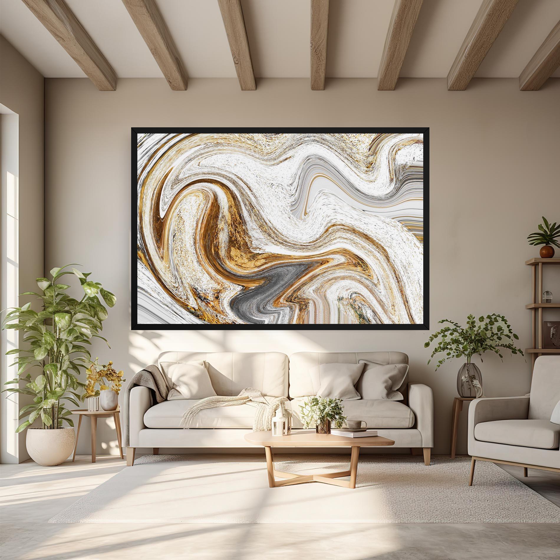 Tablou Canvas Gold White Liquid mockup 6