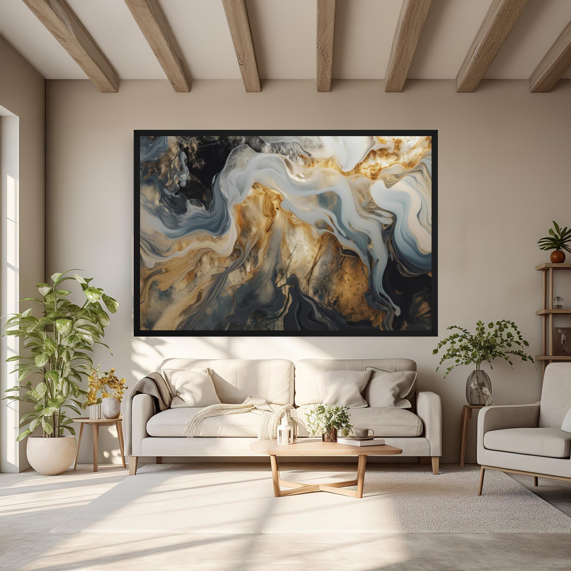 Tablou Canvas Grey Gold Liquid Marble mockup 6