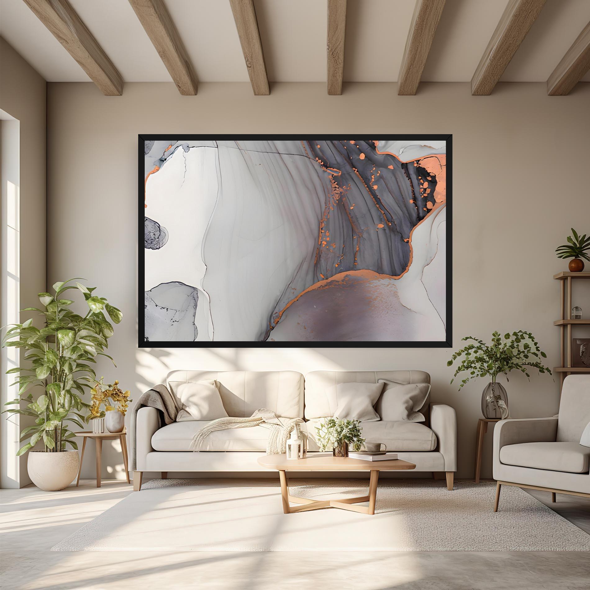 Tablou Canvas Grey Pink Liquid Marble mockup 6