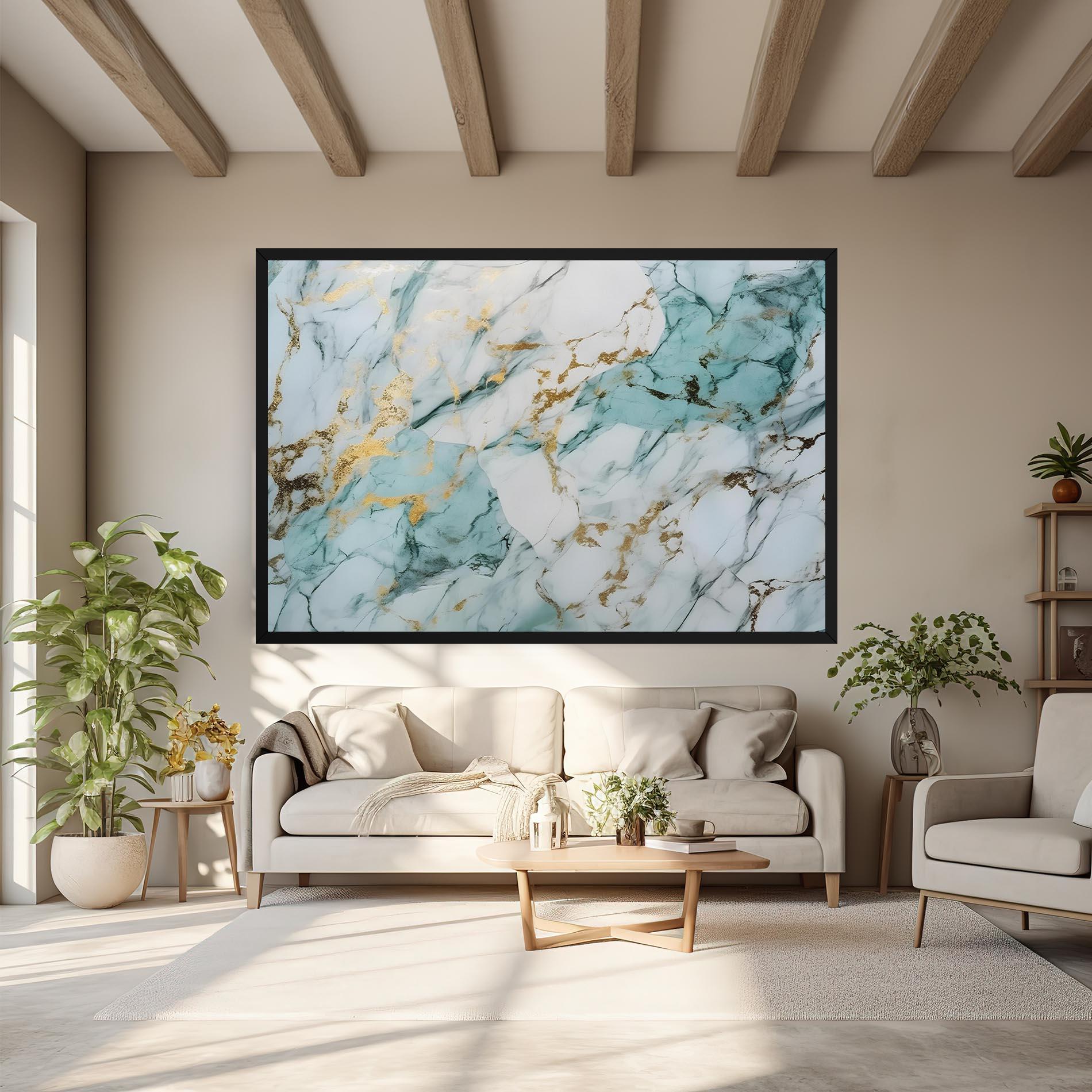 Tablou Canvas Light Green Gold Line mockup 6